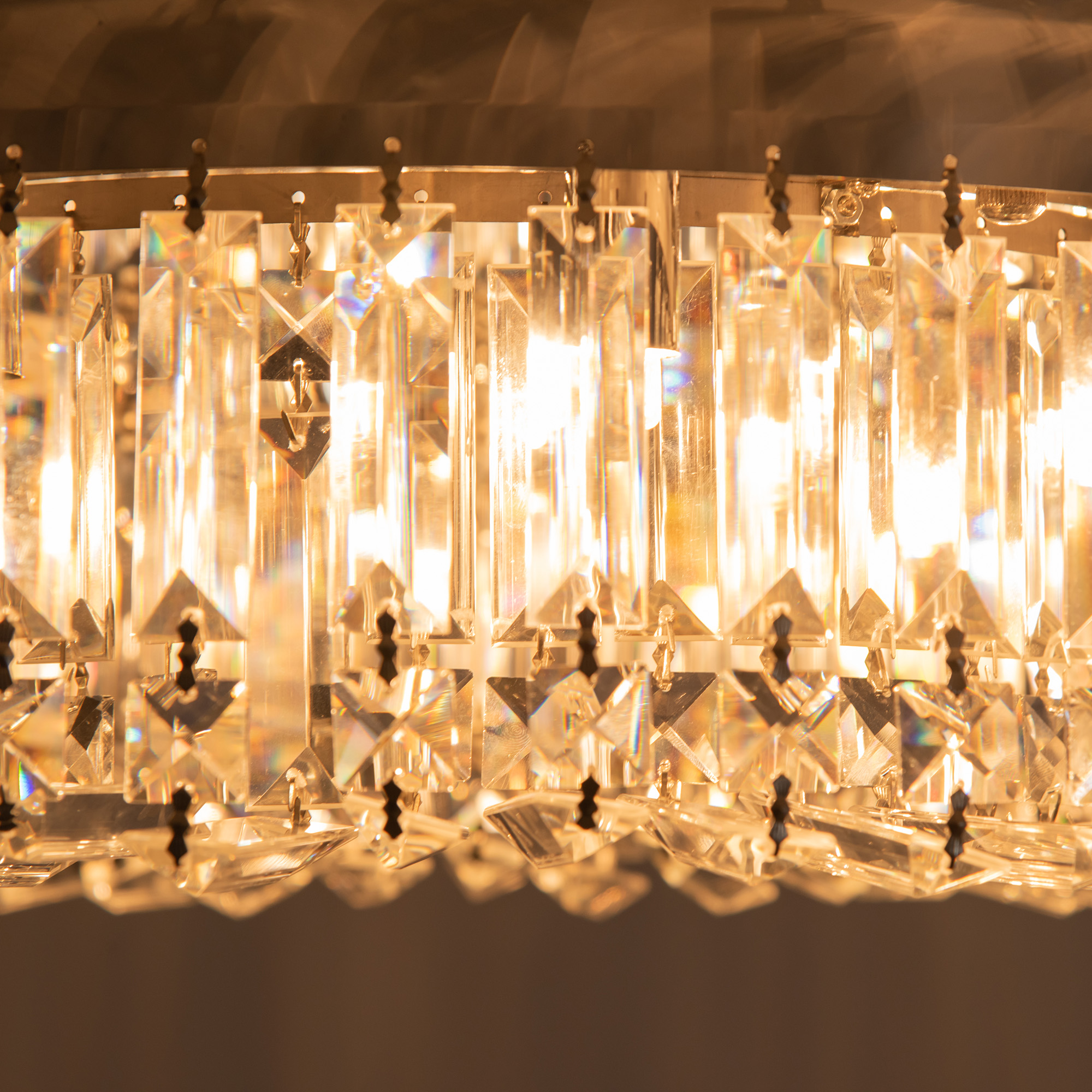 HOMCOM Crystal Ceiling Light Modern Chandeliers Stainless Steel Pendant Lights with Crystal Decorations for Living Room Bedroom Dining Room Hall Silver 9