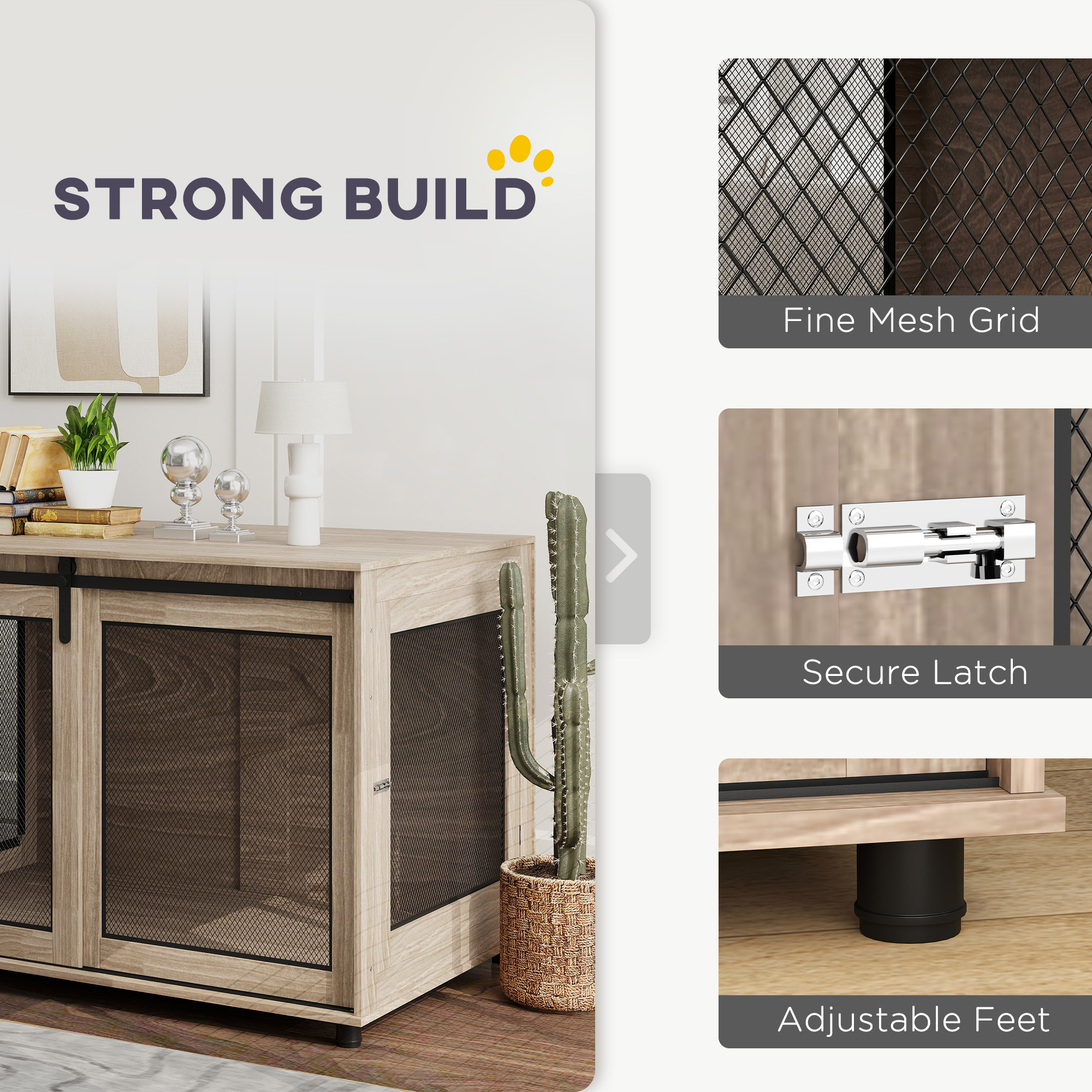 PawHut Dog Crate Furniture with Sliding Door for XL Dogs, Brown 5