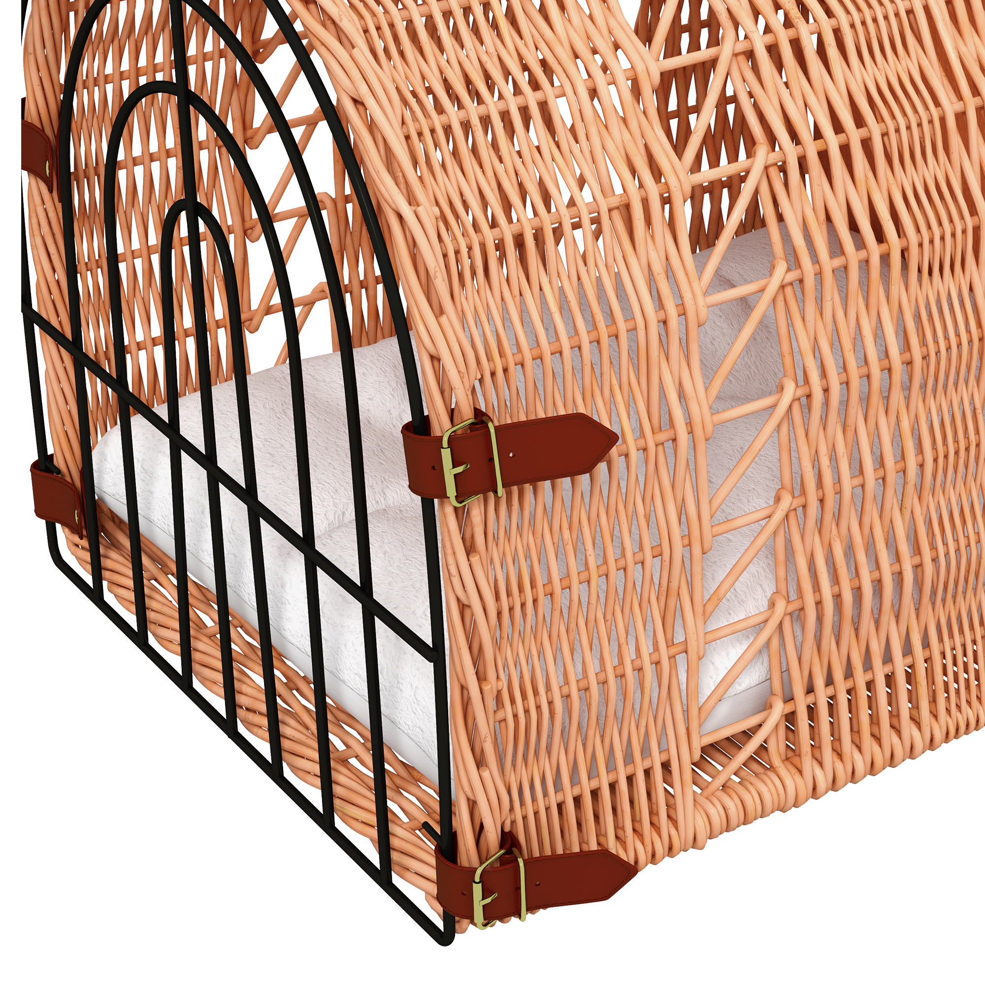 PawHut Wicker Cat Carrier Basket Kitten Bed Portable Pet Caves