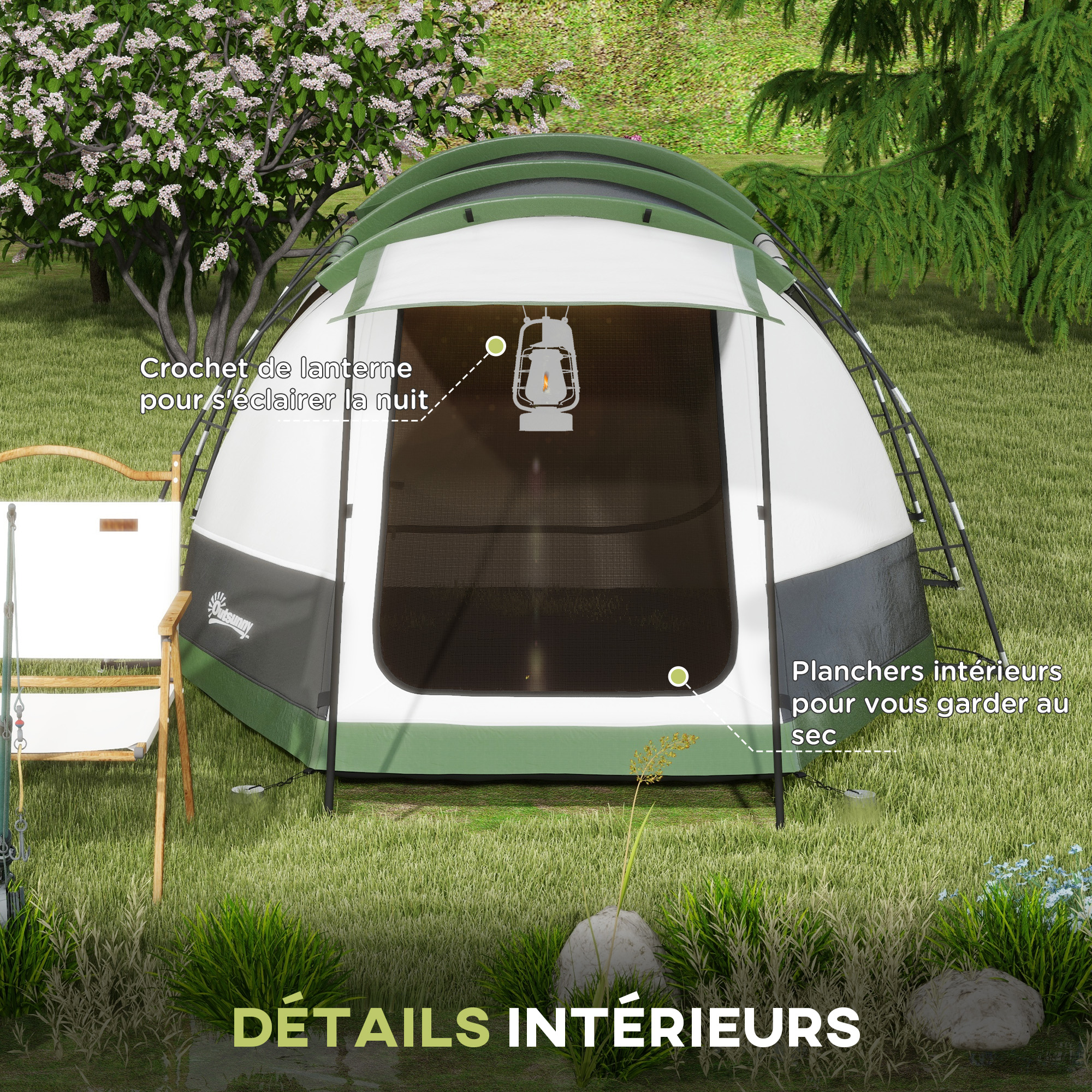 OUTSUNNY Tente De Camping 3-4 Pers. étanchéité 3000 Mm Chambre Salon Sac Gris OUTSUNNY Tente De Camping 3-4 Pers. étanchéité 3000 Mm Chambre Salon Sac Gris