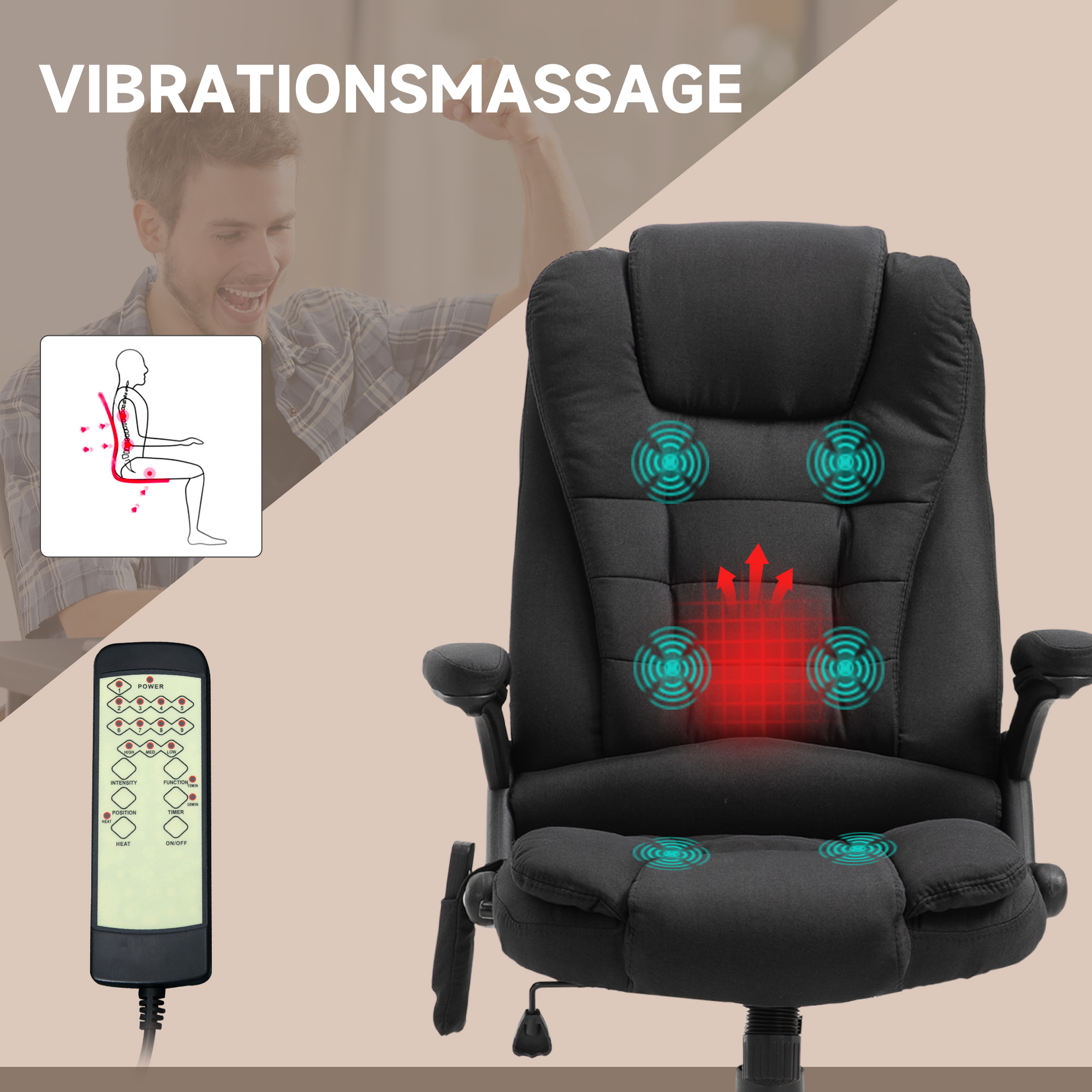 Vinsetto MASSAGESESSEL Chefsessel Gamingstuhl Drehstuhl Massagebürostuhl Cremeweiß Jetzt Nur Online