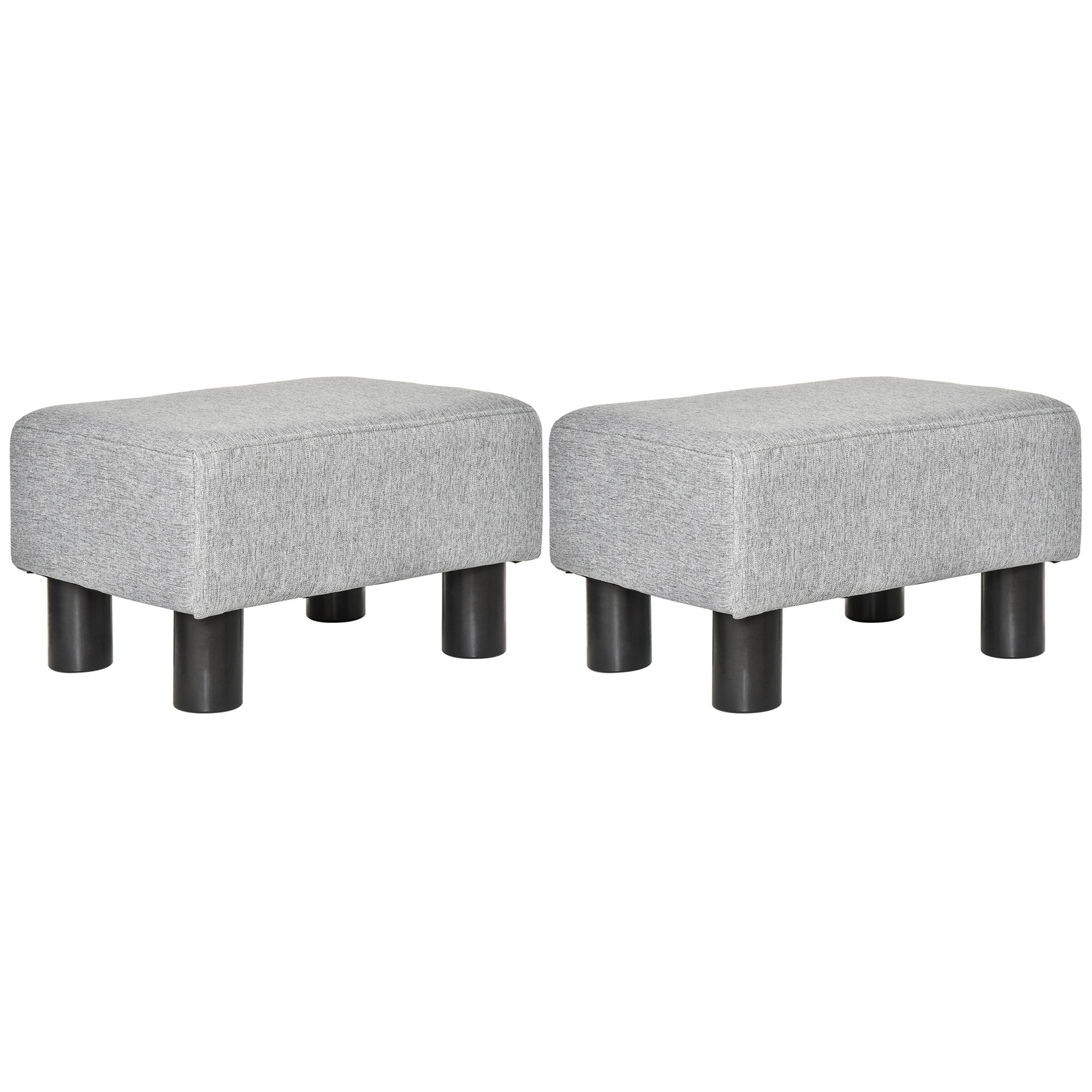 HOMCOM Lot de 2 poufs repose-pied tabouret bas en tissu de lin capacité de charge 150 Kg 40 x 30 x 24 cm gris
