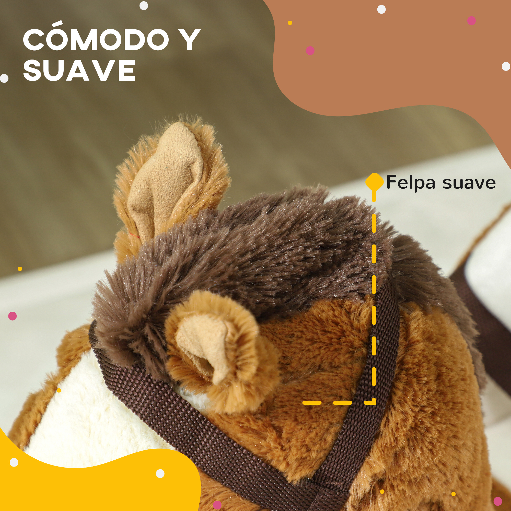 AIYAPLAY Caballo Balancín 18-36 Meses – Sonidos, Cinturón De Seguridad, Base De Madera, Carga 25 Kg – 68x33x45 Cm