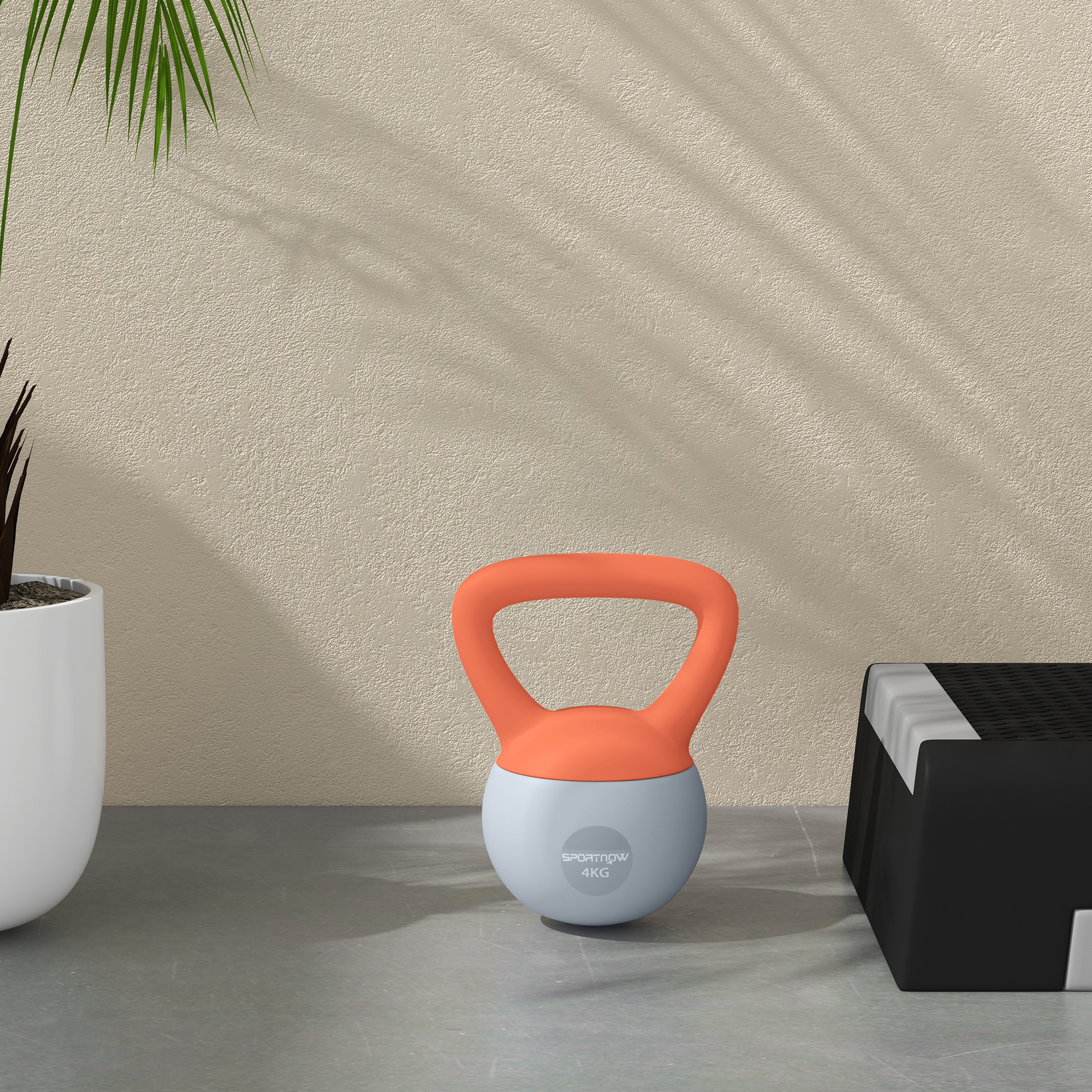 SPORTNOW 4KG Soft Kettlebell, Kettlebell with Non-Slip Handle for Home Gym, Weight Lifting, Strength Training, Orange/Grey 7