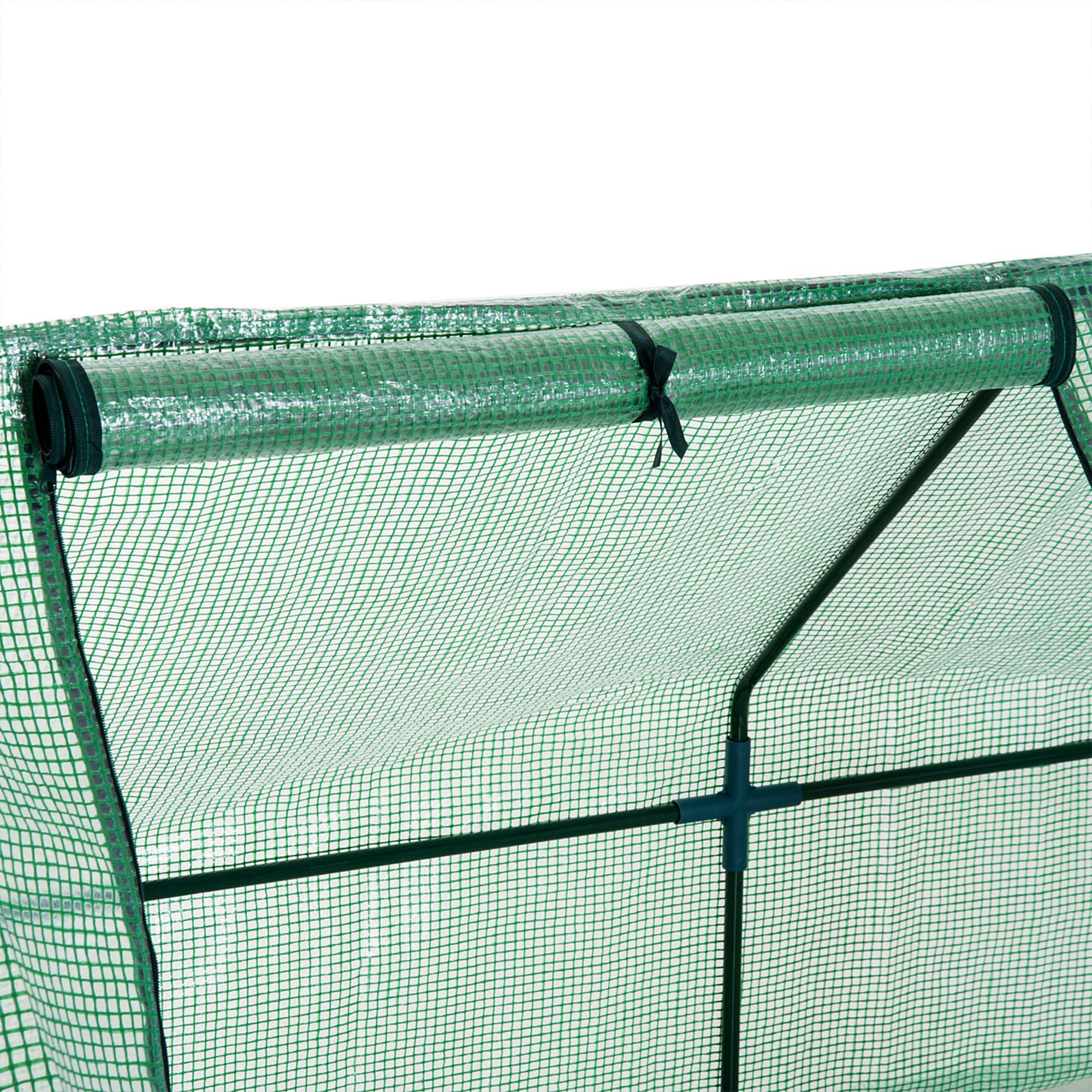 Outsunny Mini Small Greenhouse with Steel Frame & PE Cover & Zipped Window Poly tunnel Steeple for Plants Vegetables, 270 x 90 x 90 cm, Green 9