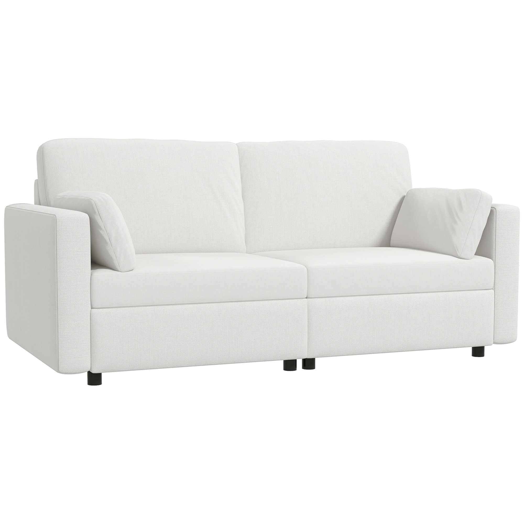 HOMCOM Sofá de 3 Plazas para Salón Tapizado en Poliéster con 2 Cojines Diseño Moderno Carga 180 kg 178x82x85 cm Color Crema | Aosom España