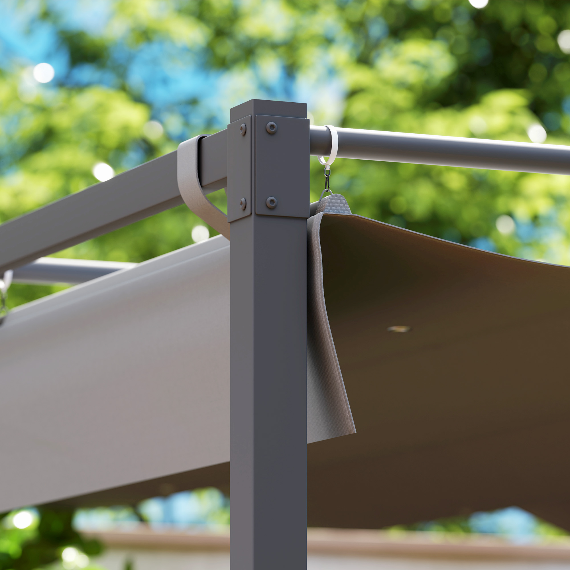 Outsunny 3 x 3m Retractable Roof Metal Pergola Grey 9