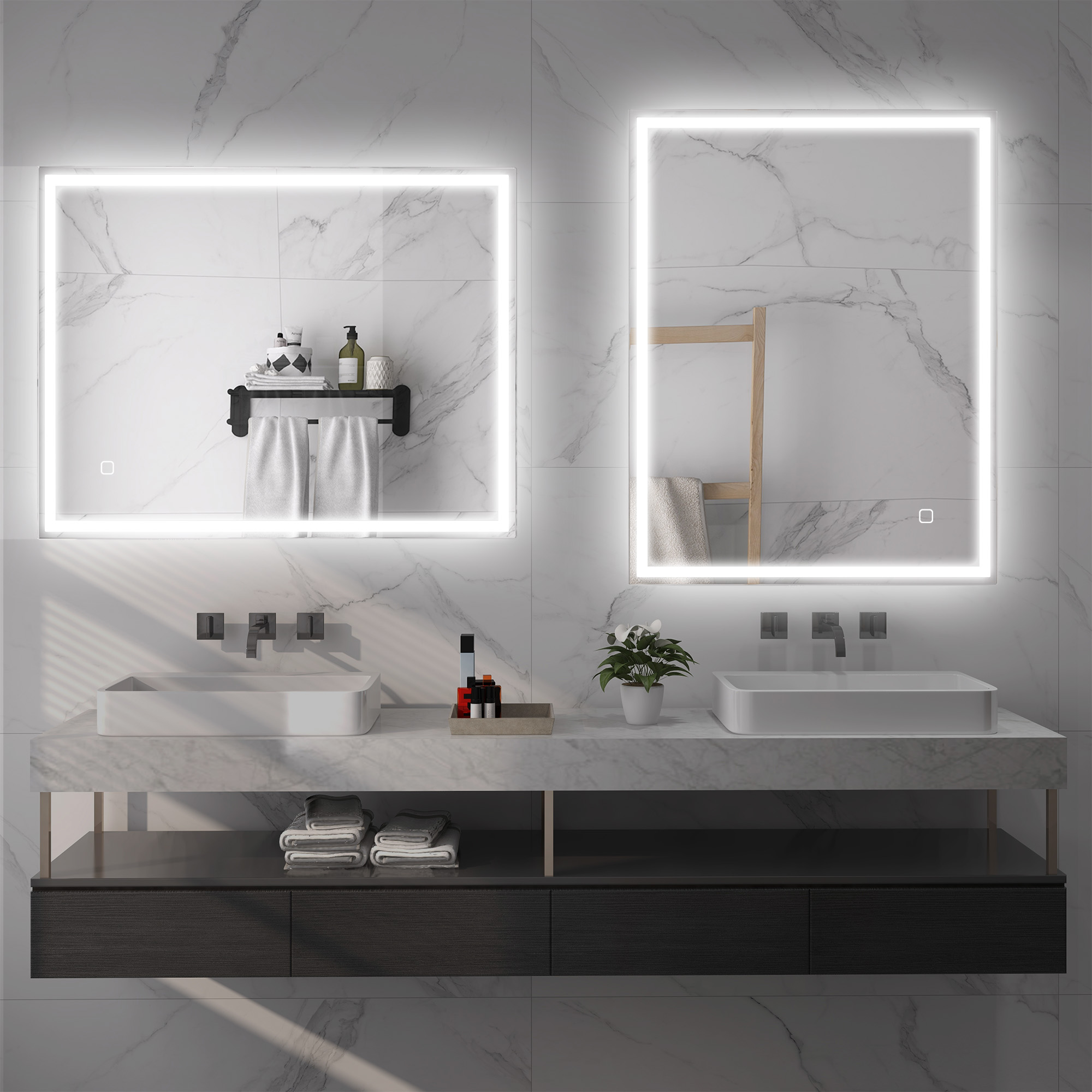 HOMCOM 90 x 70cm LED Bathroom Mirror with Lights, Dimmable Makeup Mirror, Vanity Mirror with 3 Colour, Smart Touch, Anti-Fog 9