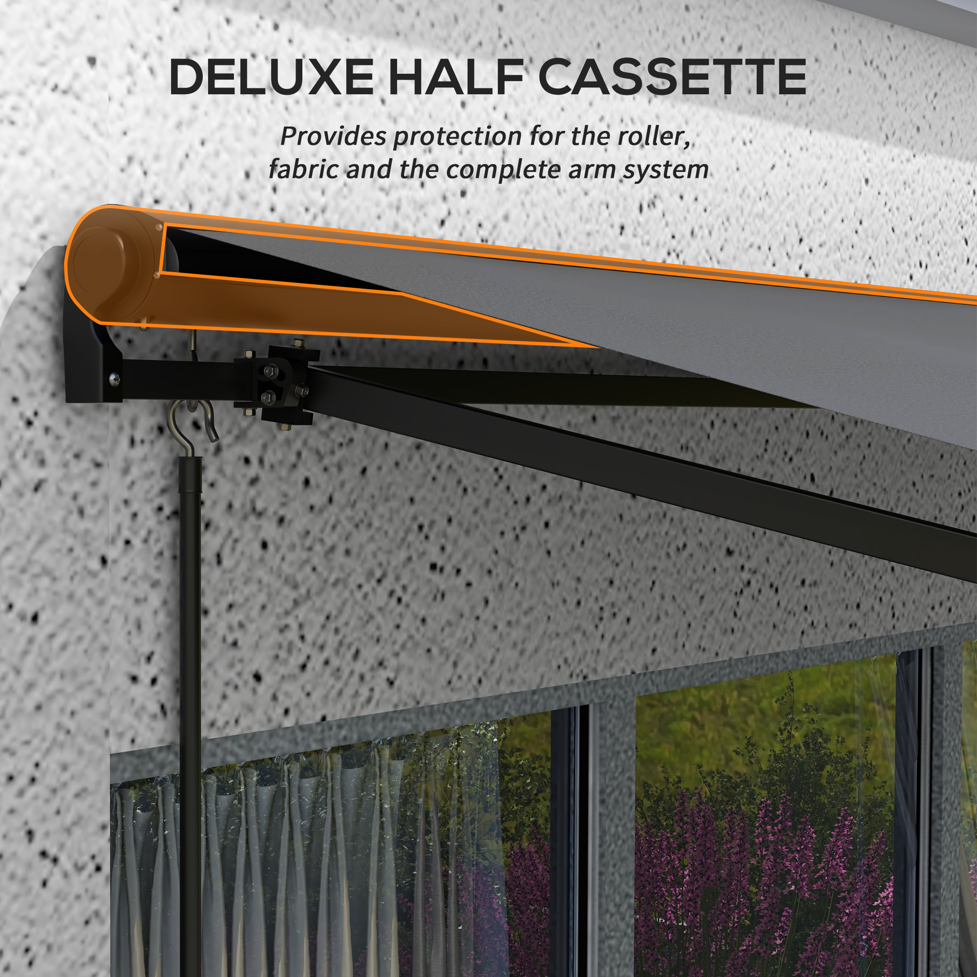 Outsunny 3 x 2m Aluminium Frame Electric Awning, with Remote Dark Grey 7