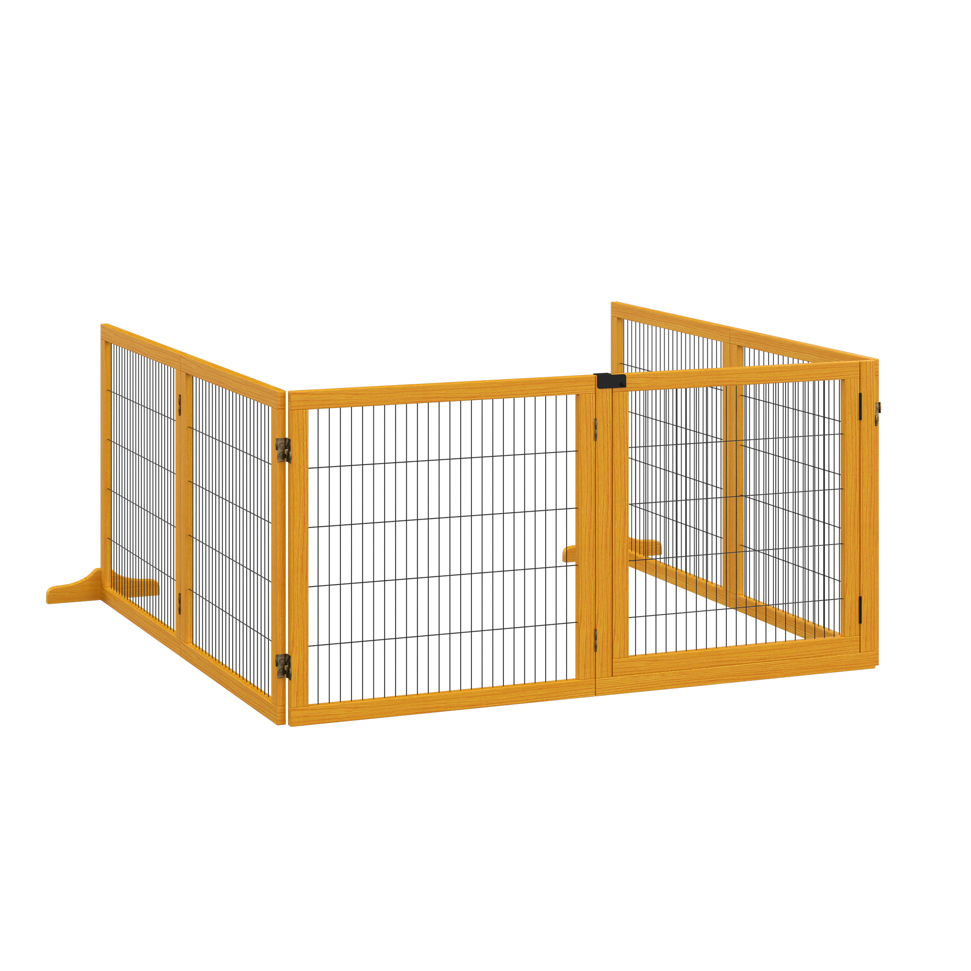 Barrière Sécurité Chien PawHut 6 Panneaux - 432x70cm - Bois Pin, Pliable - Pour Portes, Escaliers