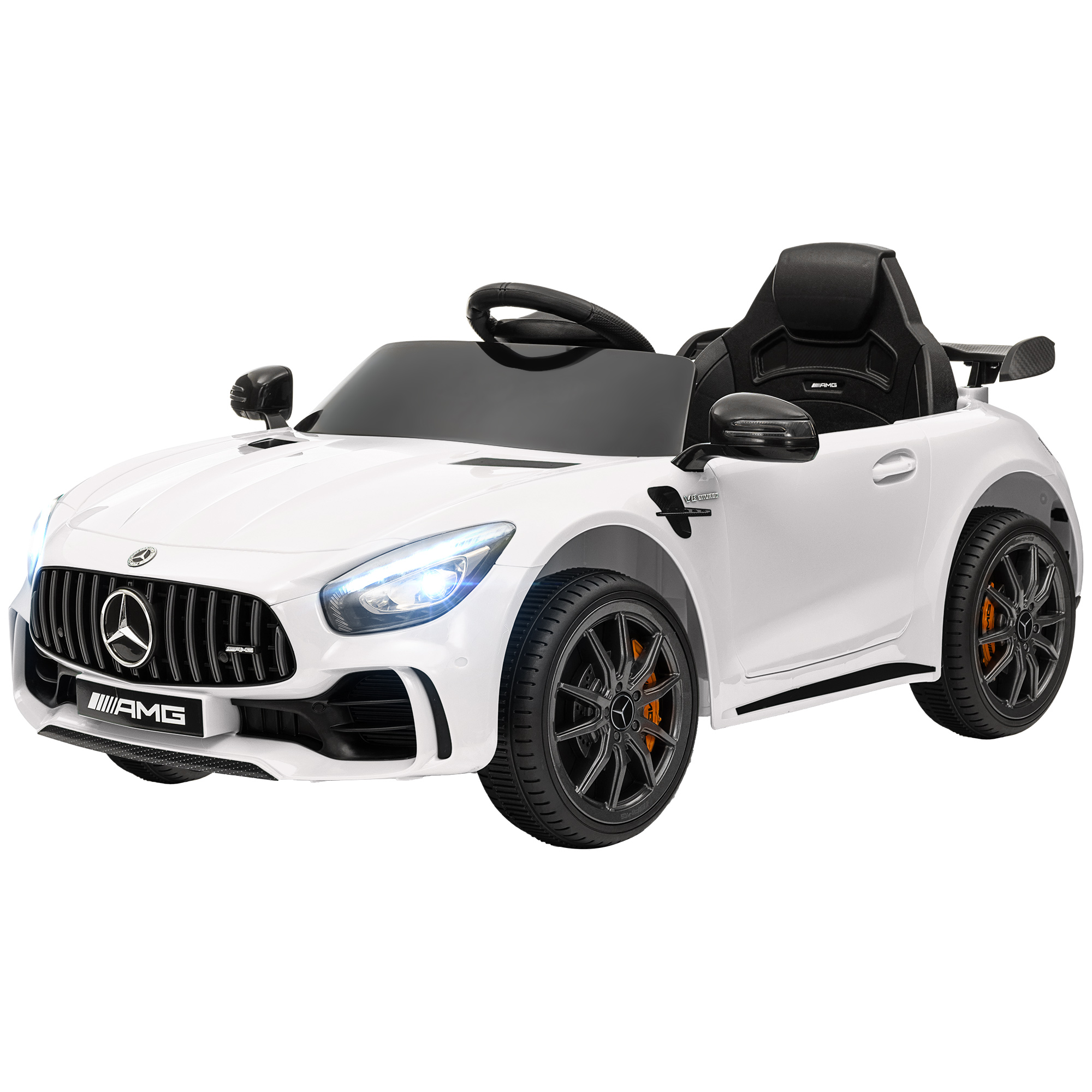 AIYAPLAY Kinder Elektroauto 12 V Kinderauto mit 2,4G Fernbedienung, USB, MP3, Musik, Elektrofahrzeug mit Lichten, Sanftstart, Rückwärtsfunktion, 3-5 km/h, für Kinder 3-6 Jahre, Weiß Aosom