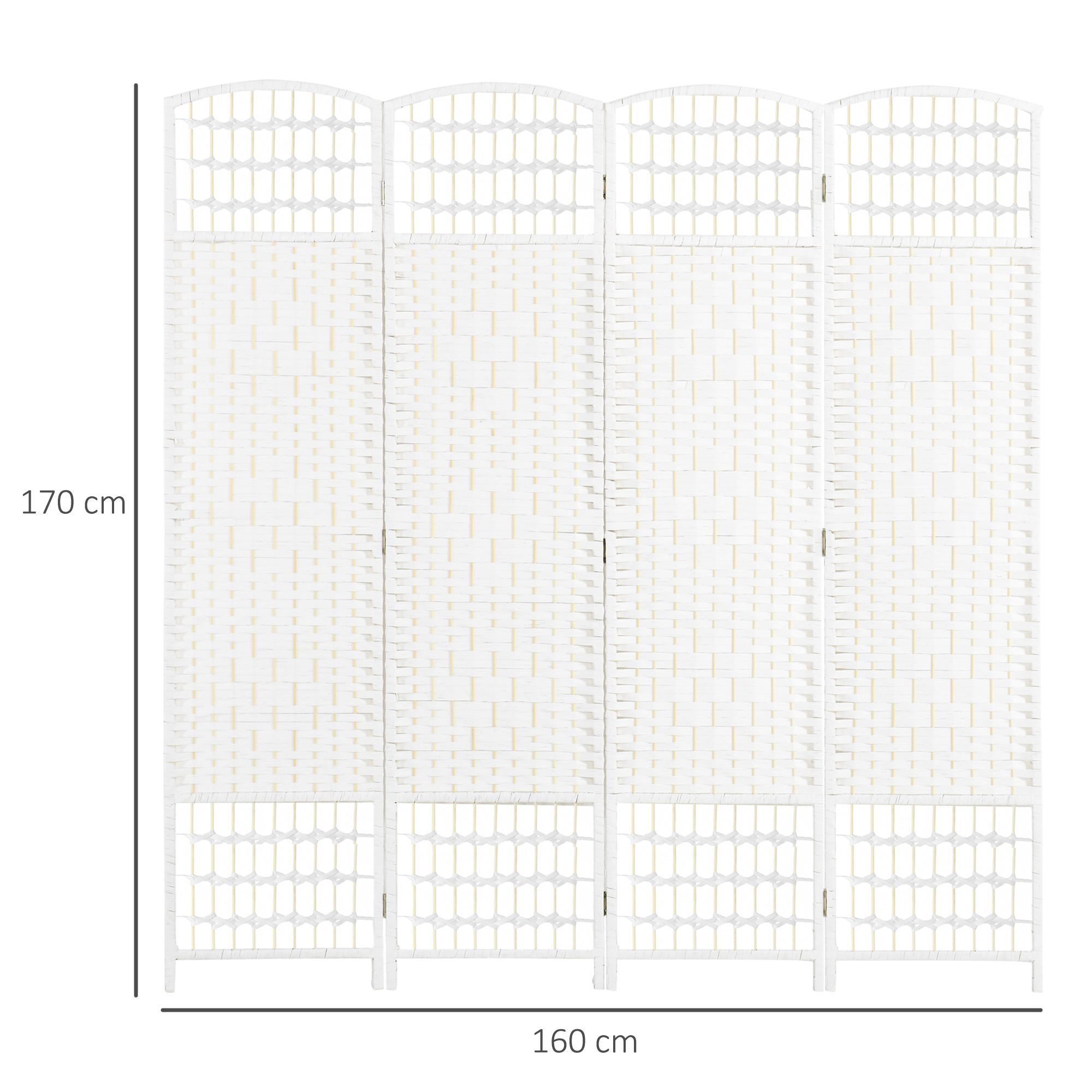 HOMCOM 4 Panel Folding Room Divider, Privacy Screen, Freestanding Paravent Partition Separator for Living Room, Bedroom and Office, 160 x 170cm, White 3