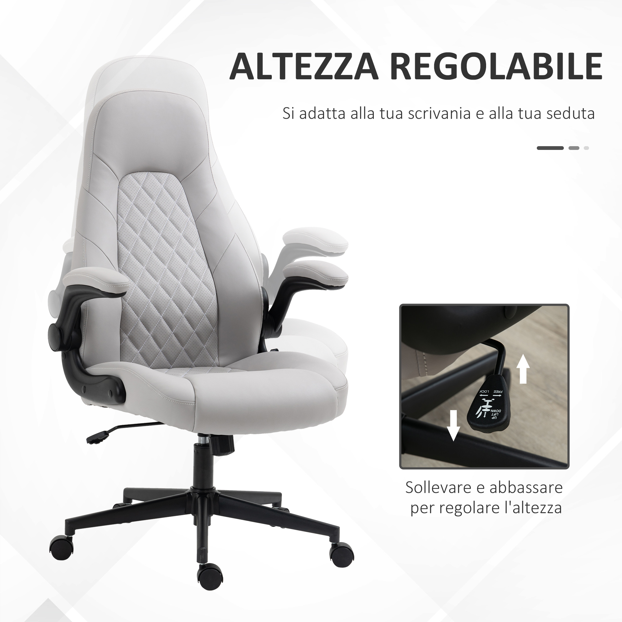 Sedia Ufficio Ergonomica In Rete, Schienale Alto Con Poggiatesta Regolabile E Braccioli Ribaltabili, Portata 136 Kg, Telaio Bianco Per Lavoro E Gaming