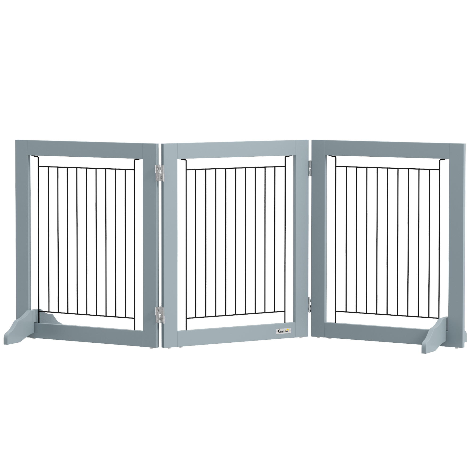 PawHut Foldable Pet Gate, with Three Panels & Two Support Feet - White