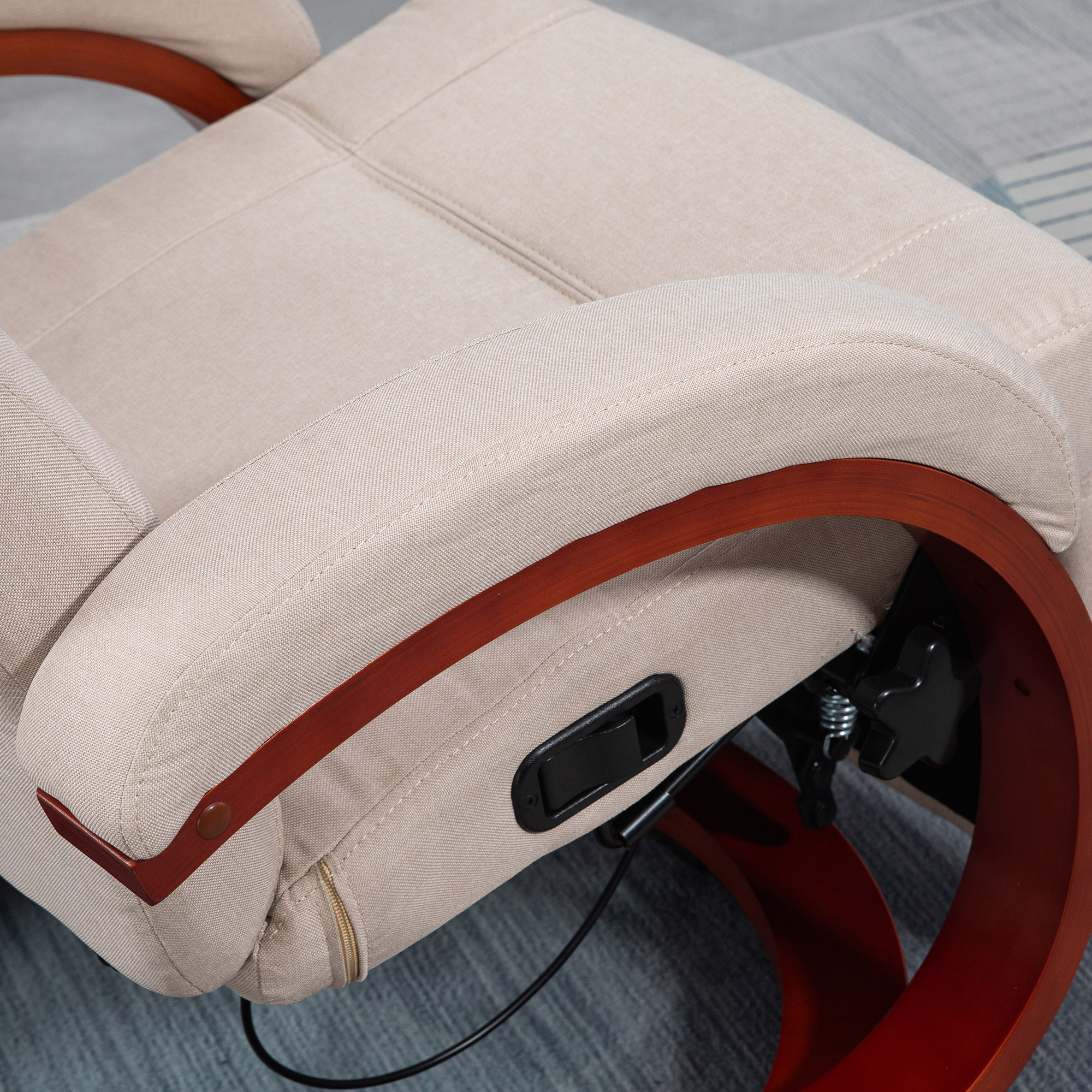 HOMCOM 135° Manual Reclining Swivel Chair, with Footrest Beige 8