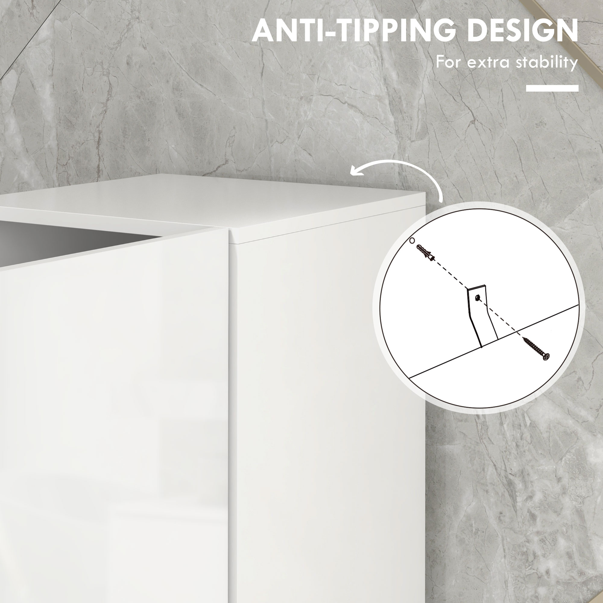 kleankin Multi-Storage Slim Bathroom Cabinet High Gloss White 6