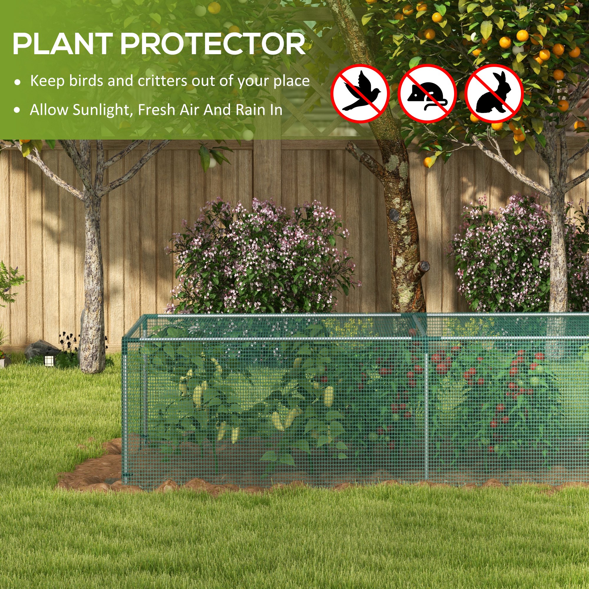 Outsunny 8' x 4' Plant Protection Cage, with Door, Green 4