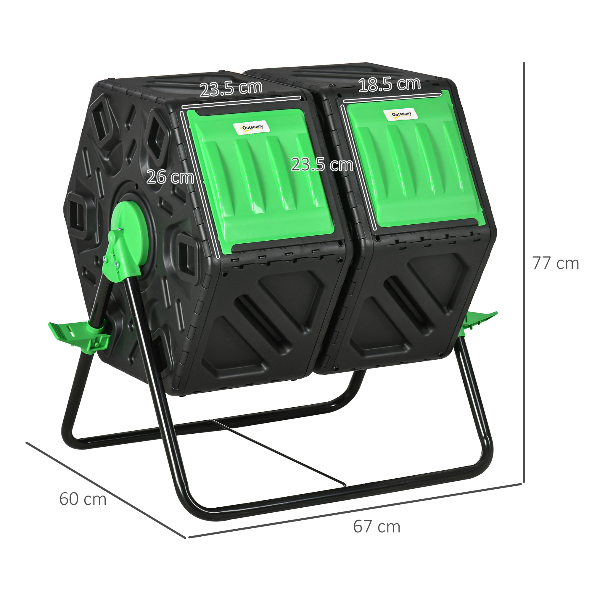Outsunny 130L Double Chamber Composter Black 3