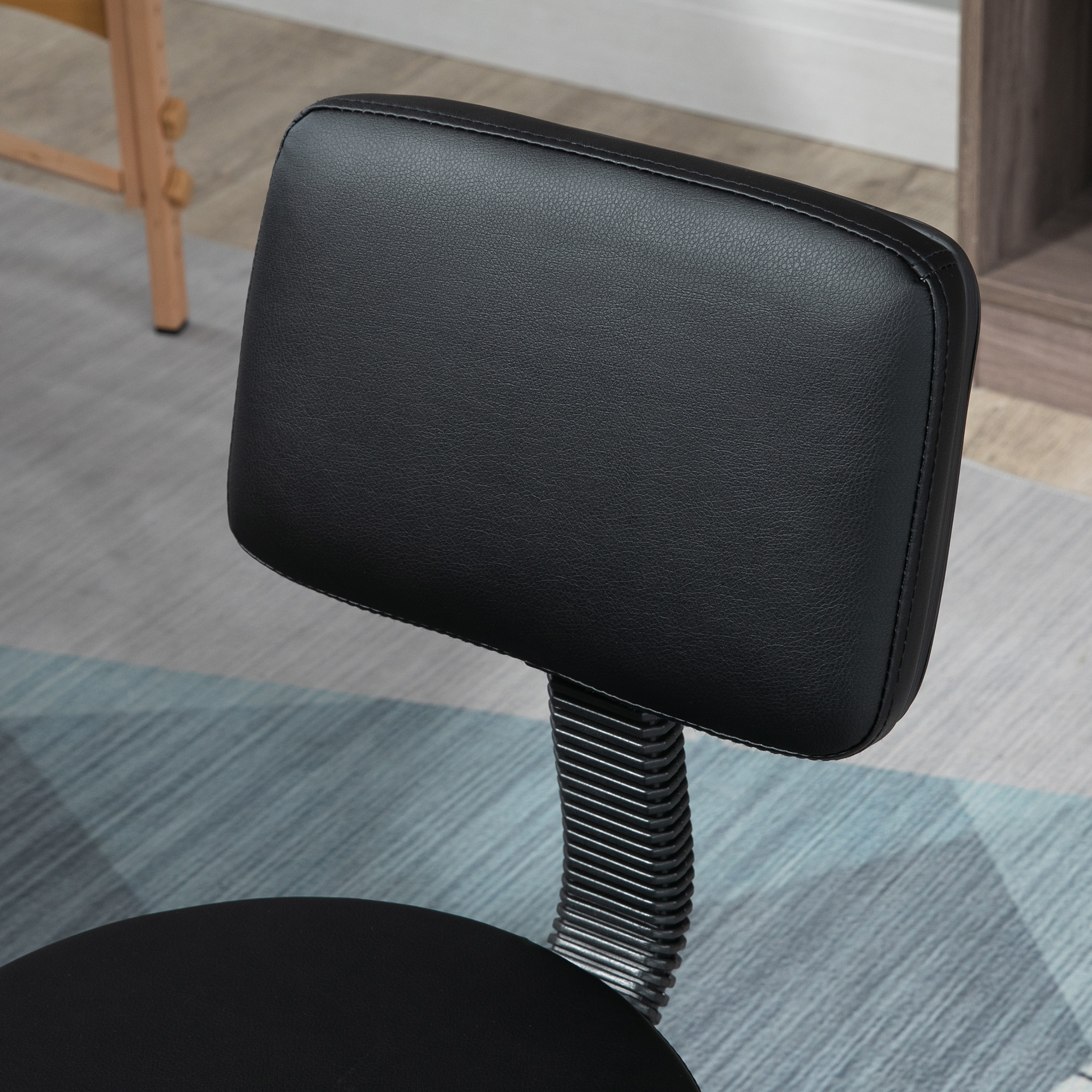 HOMCOM Swivel Salon Chair w/ Padded Seat Back 5 Wheels Adjustable Height Salon Hairdressers Tattoo Spa Rolling Black 8