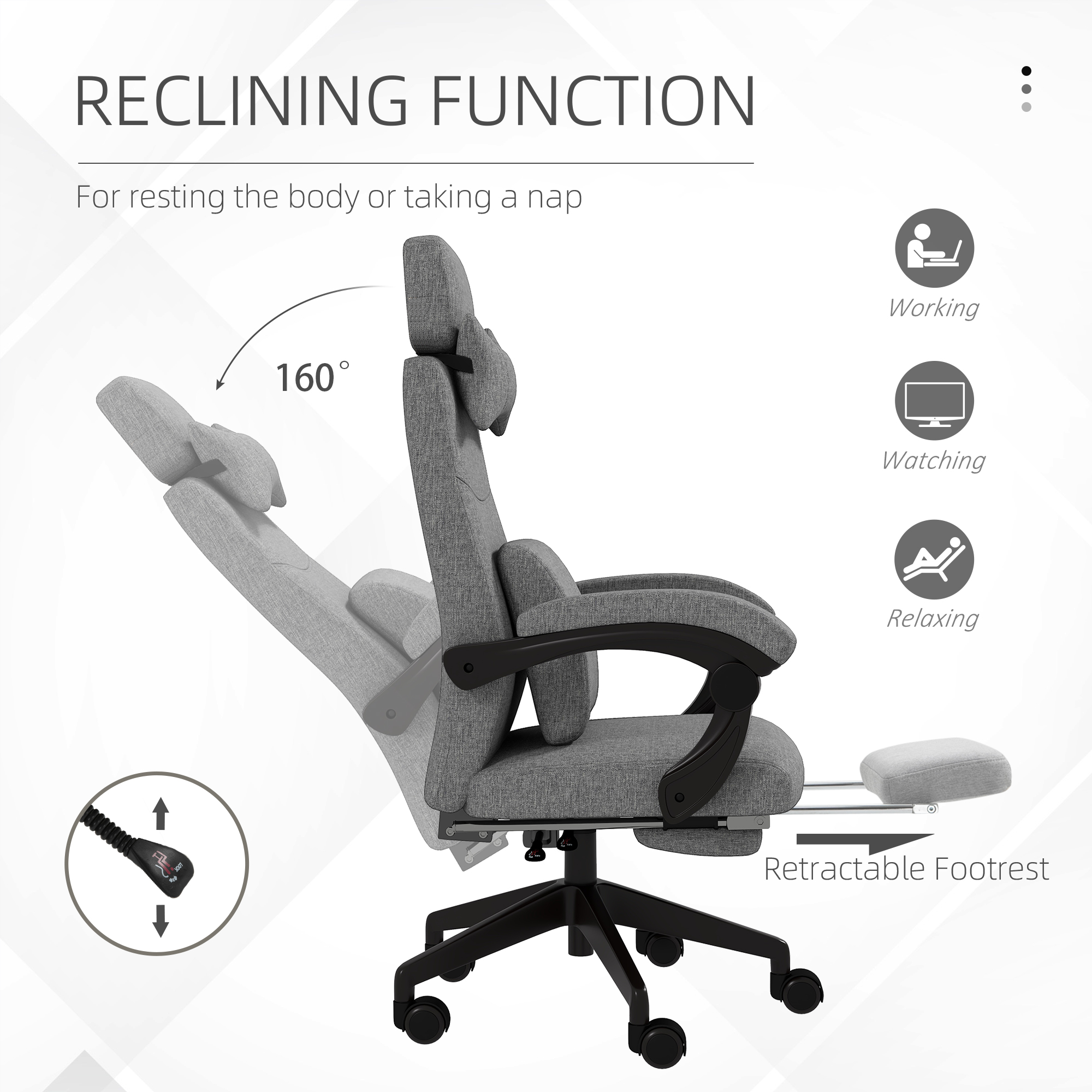 Vinsetto High Back Office Chair Reclining Computer Chair with Footrest ...