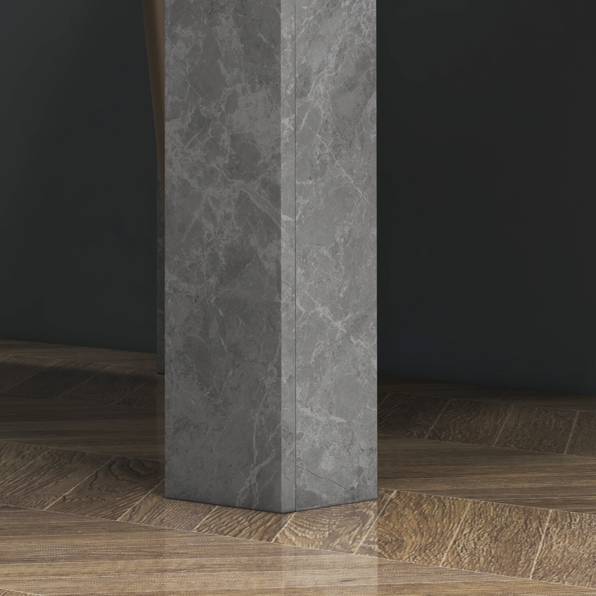 HOMCOM Square Dining Table, Modern Small Dining Table with Faux Cement Effect, Space Saving, Non-slip Foot Pads, Cement Grey 7