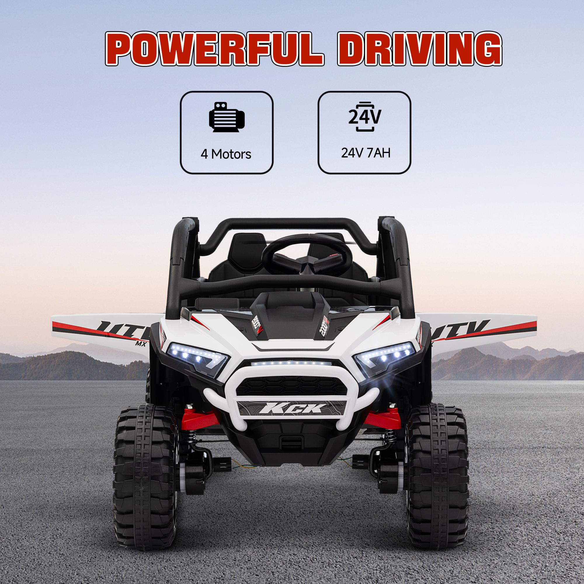 AIYAPLAY 2 Seater 24V 7AH Ride on Truck, Battery Powered Electric Ride On Car w/ Remote, Suspension, 3 Speeds, White 6