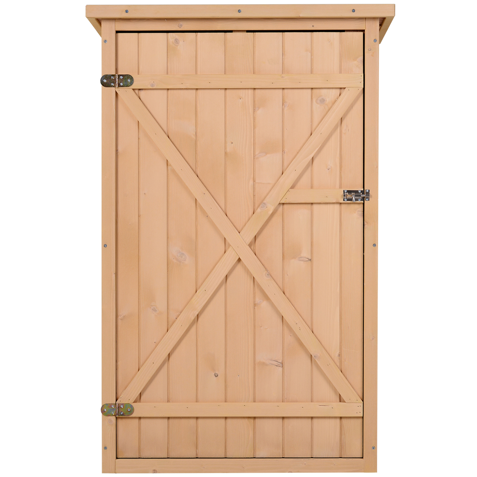 Outsunny Wooden Small Shed, Garden Storage Shed with Shelves and Bolt Latch, 75L x 56W x115H cm, Natural 7