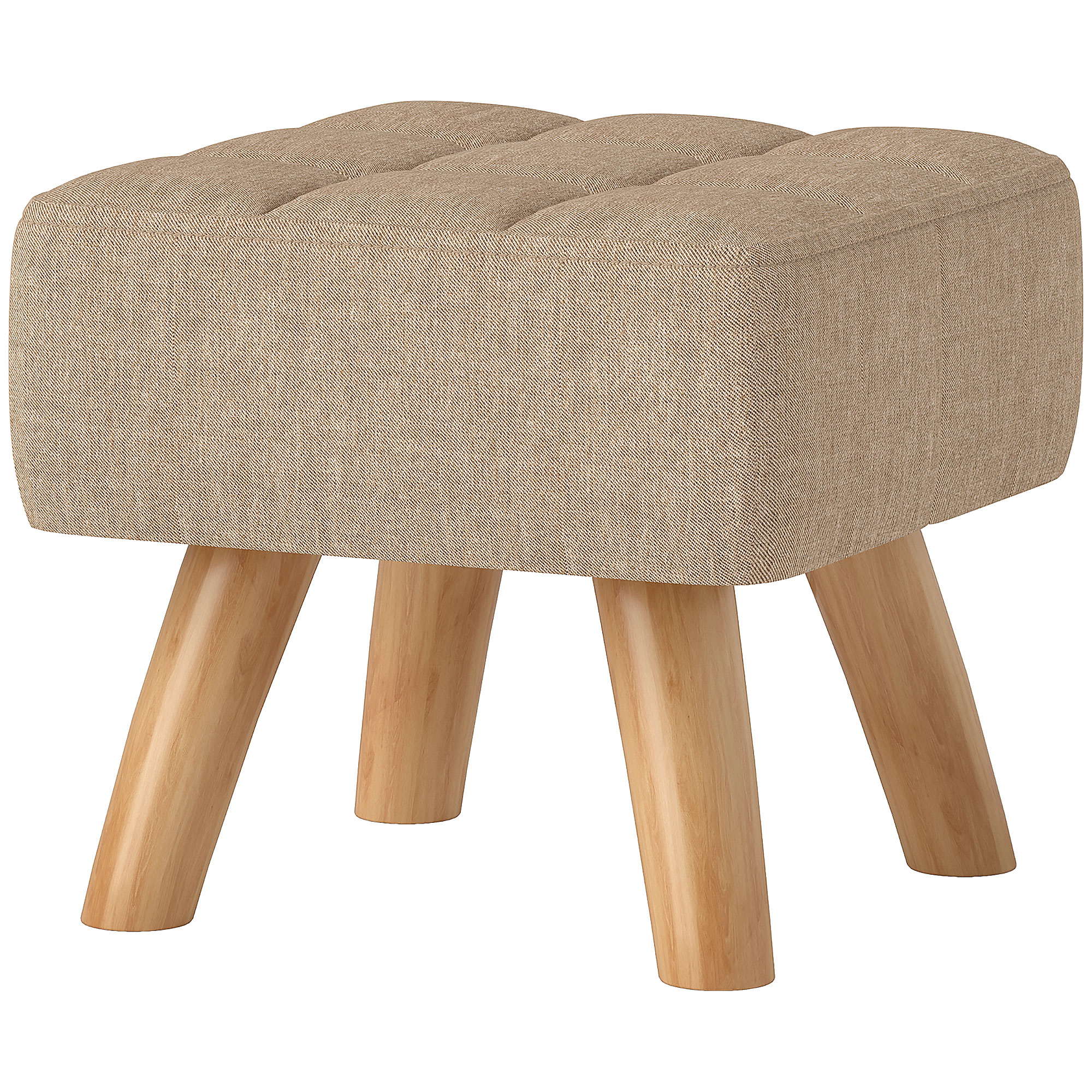 HOMCOM Repose pied salon ottoman siège rembourré en tissu avec pieds en bois 27 x 27 x 26 cm marron clair