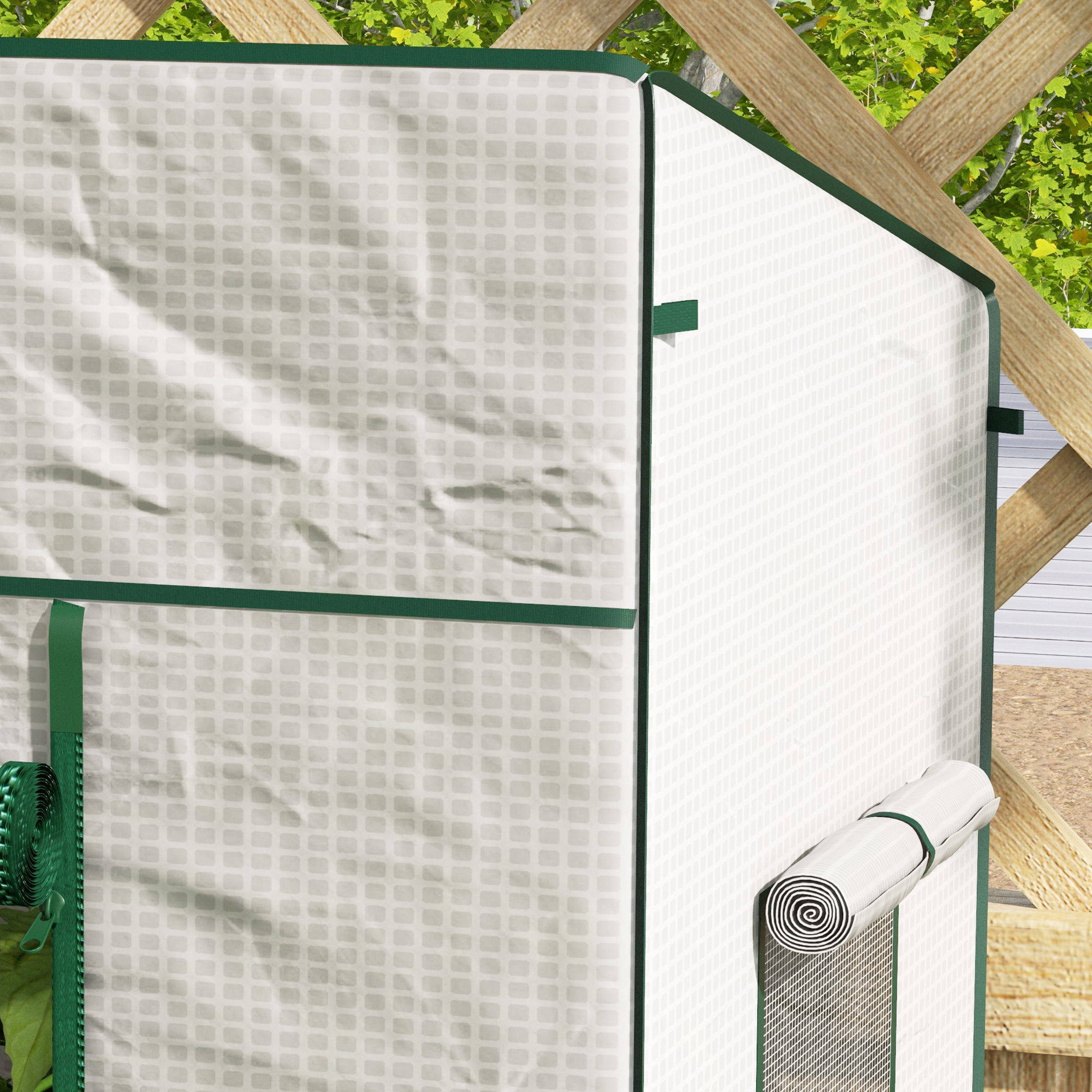 Outsunny PE Cover Walk-in Outdoor Greenhouse, White 9