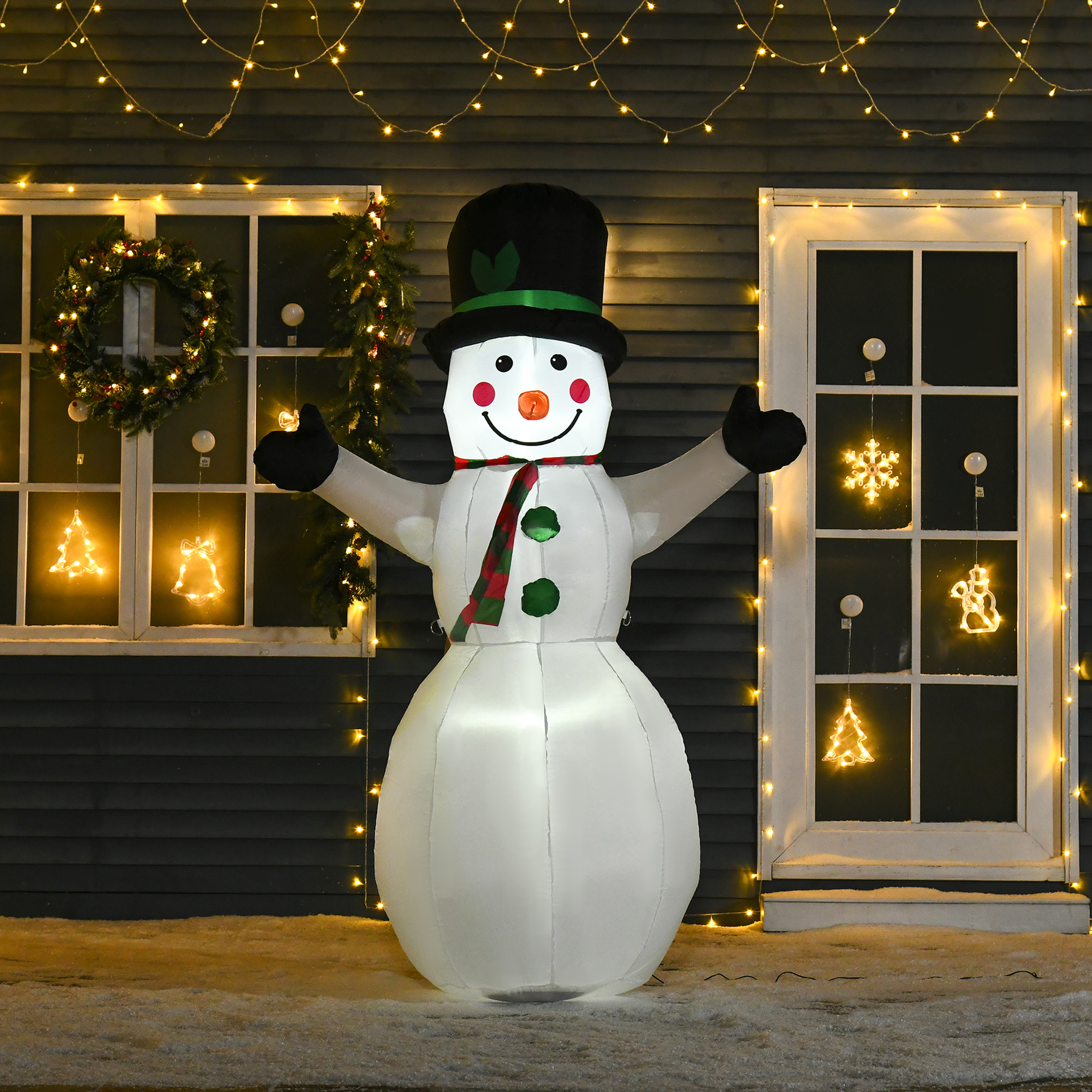 HOMCOM 6.5ft Inflatable Snowman LED Christmas Xmas Air Blown Holiday Decoration Outdoor Garden Decor 2