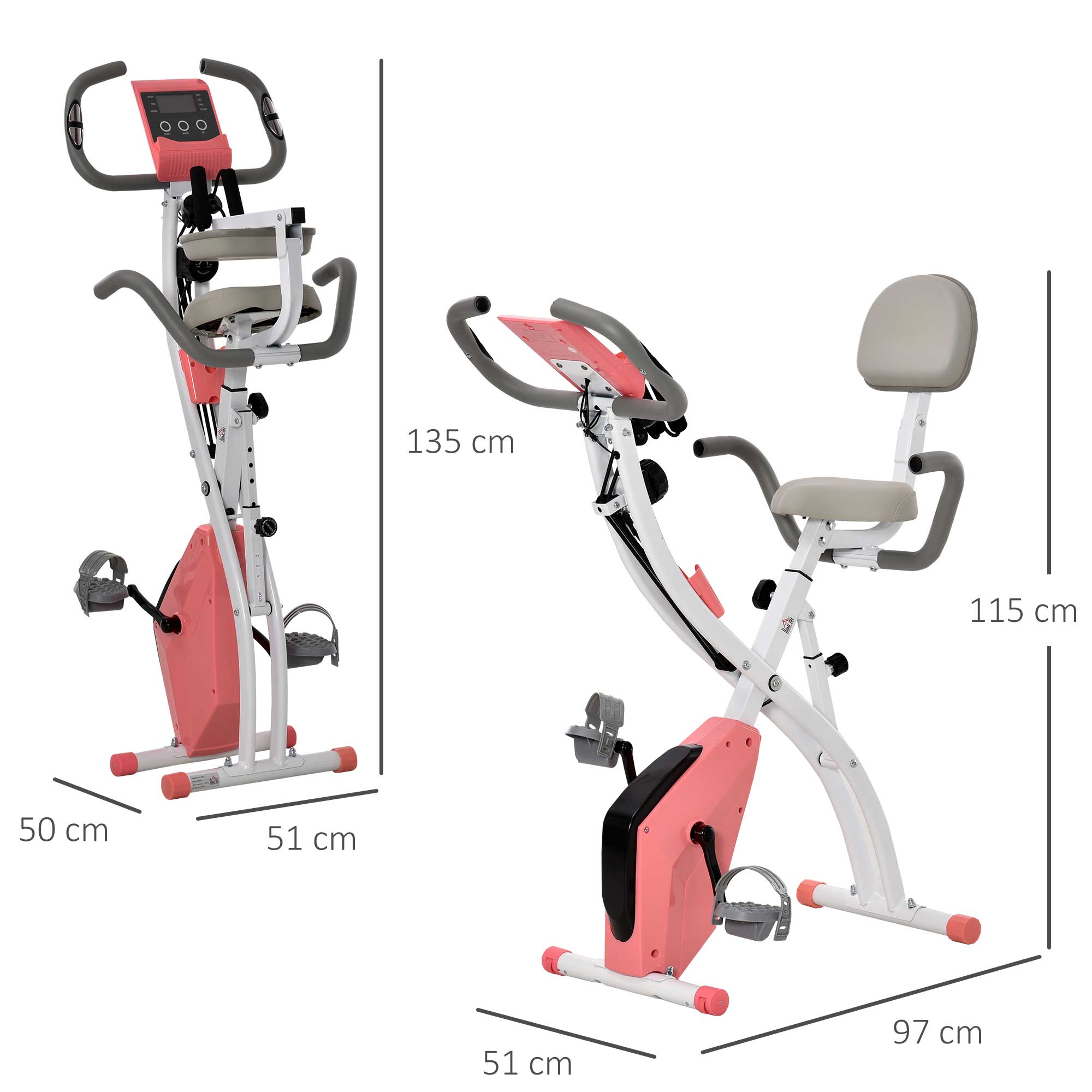 HOMCOM 2-in-1 Upright Exercise Bike Stationary Foldable Magnetic