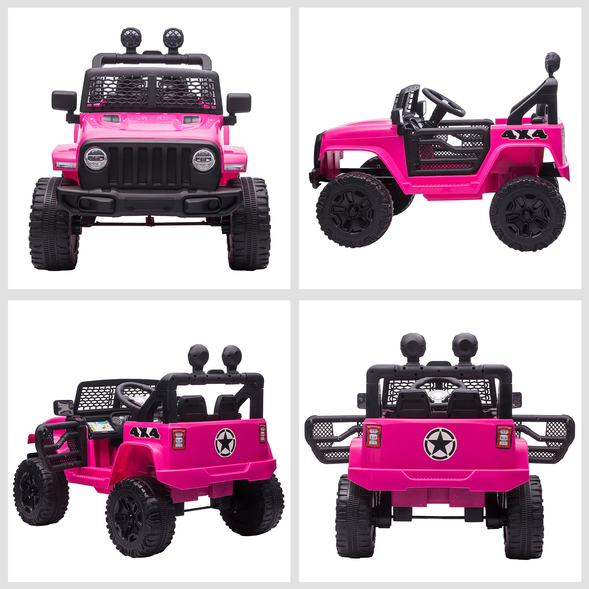 Student Power Wheel Pink Jeep Kids Pink Electric Ride On Car Off