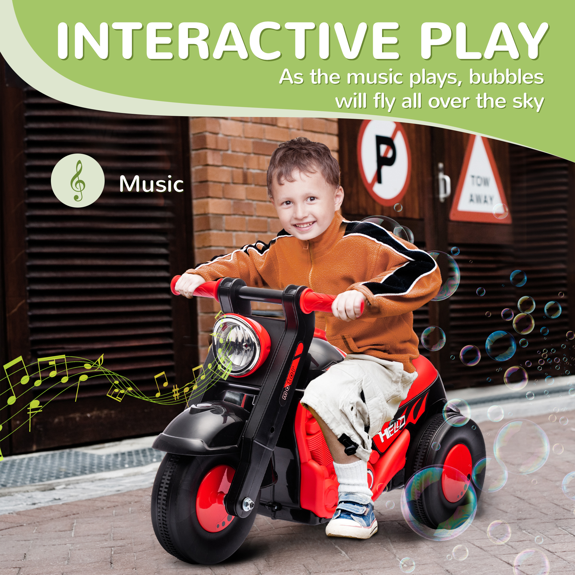 AIYAPLAY Foot To Floor Sliding Kids Ride On Car with Music, Bubble, for Toddler from 2 to 5 Years Old Black 4