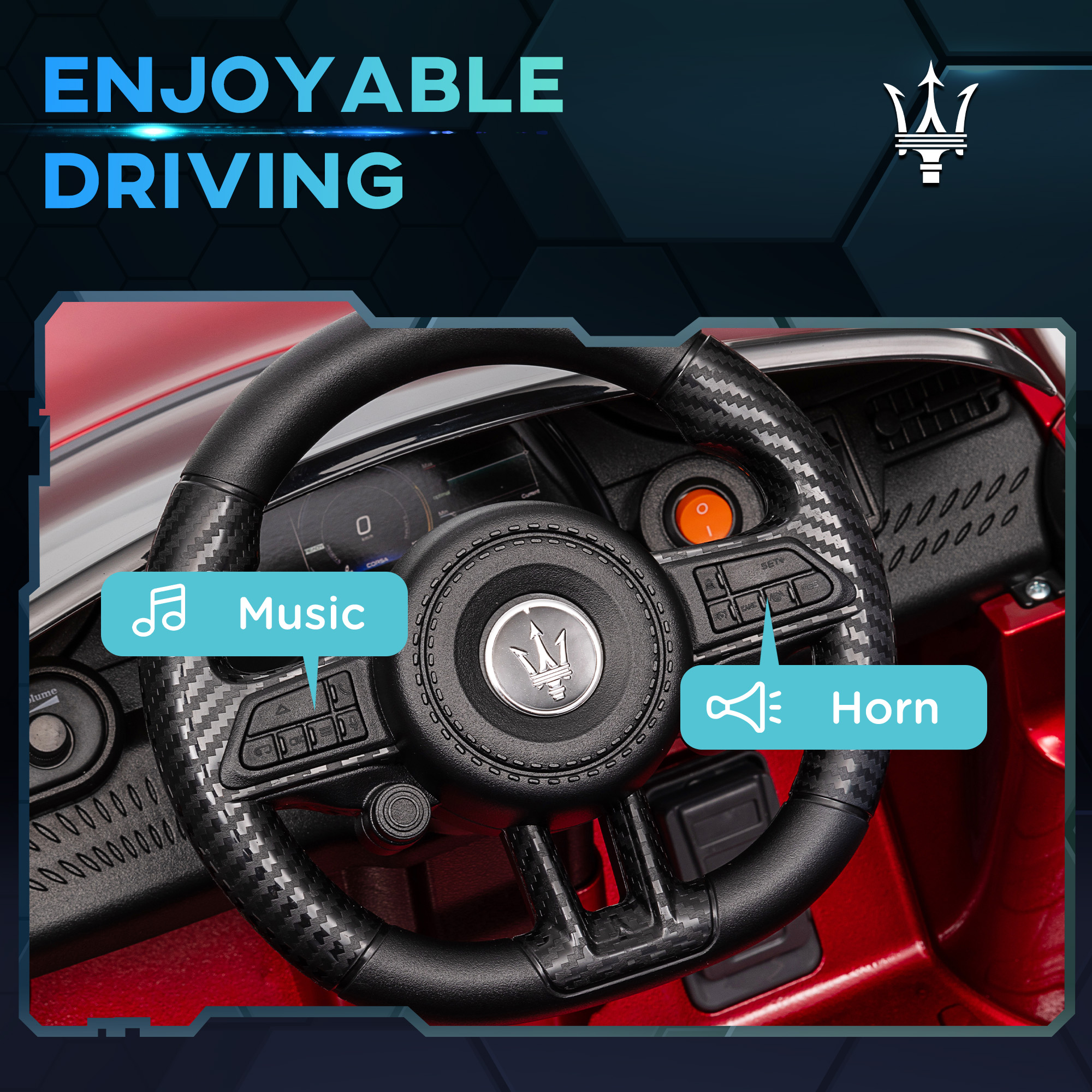 AIYAPLAY 12V Maserati Gran Turismo Folgore Lincesed Kids Electric Car with Remote Control, Soft Start, Wine Red 7