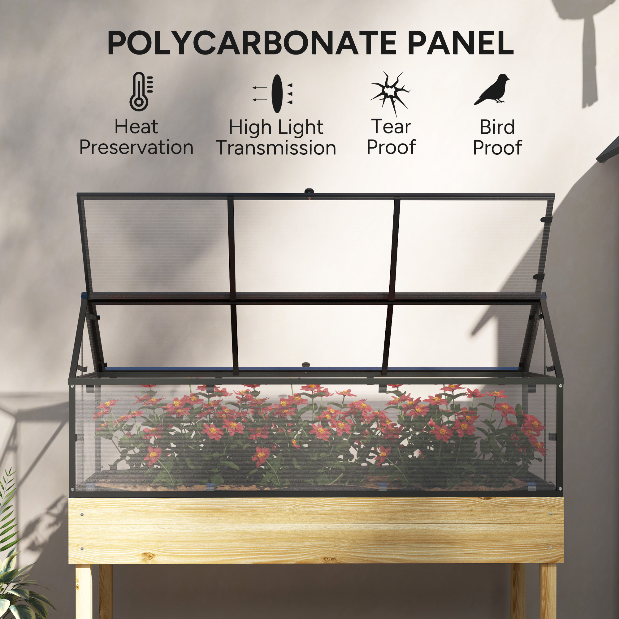 Outsunny 60 x 120cm Raised Garden Bed with Wooden Base Natural 4