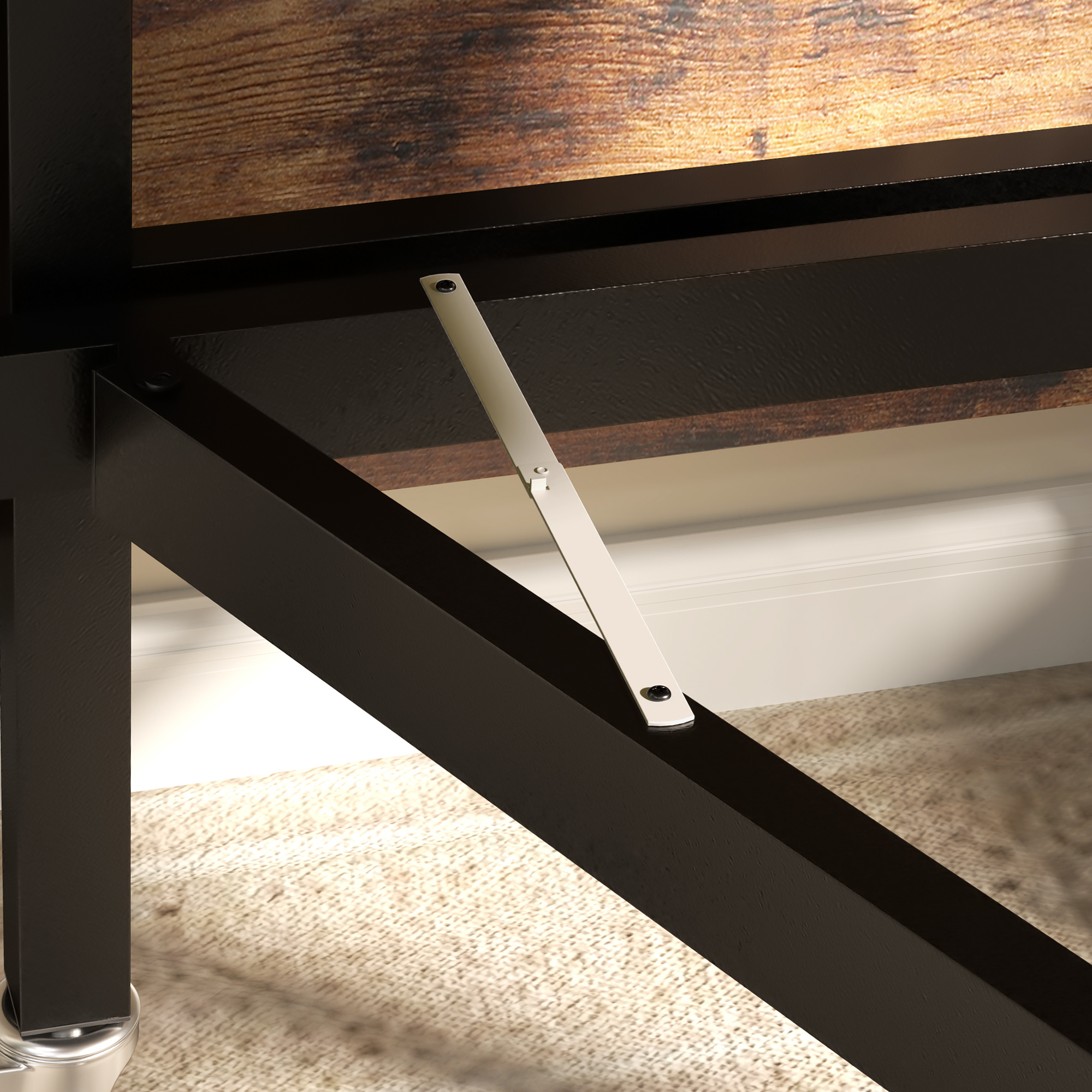 HOMCOM Six-Seater Drop-Leaf Dining Table, with Wheels Brown Wood-Effect 9