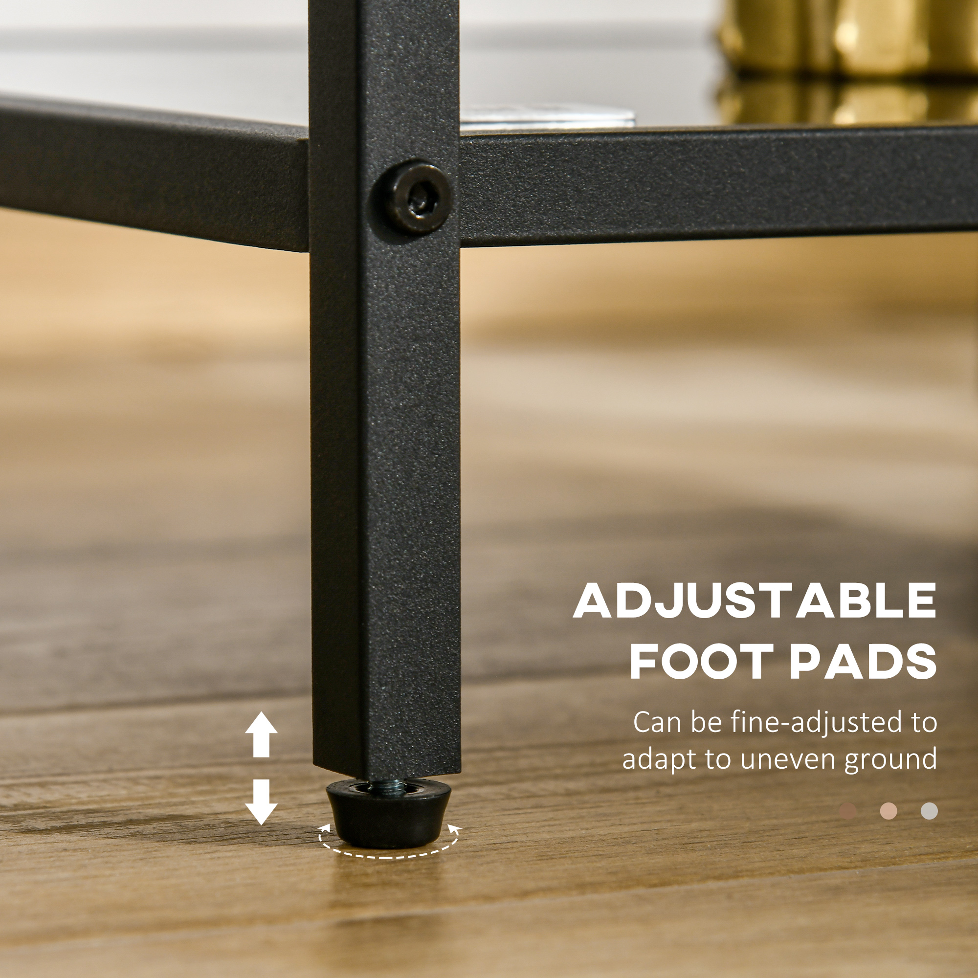 HOMCOM Tempered Glass Side Table with Storage, Modern 2-Tier Bedside Table with Steel Frame, Black 7