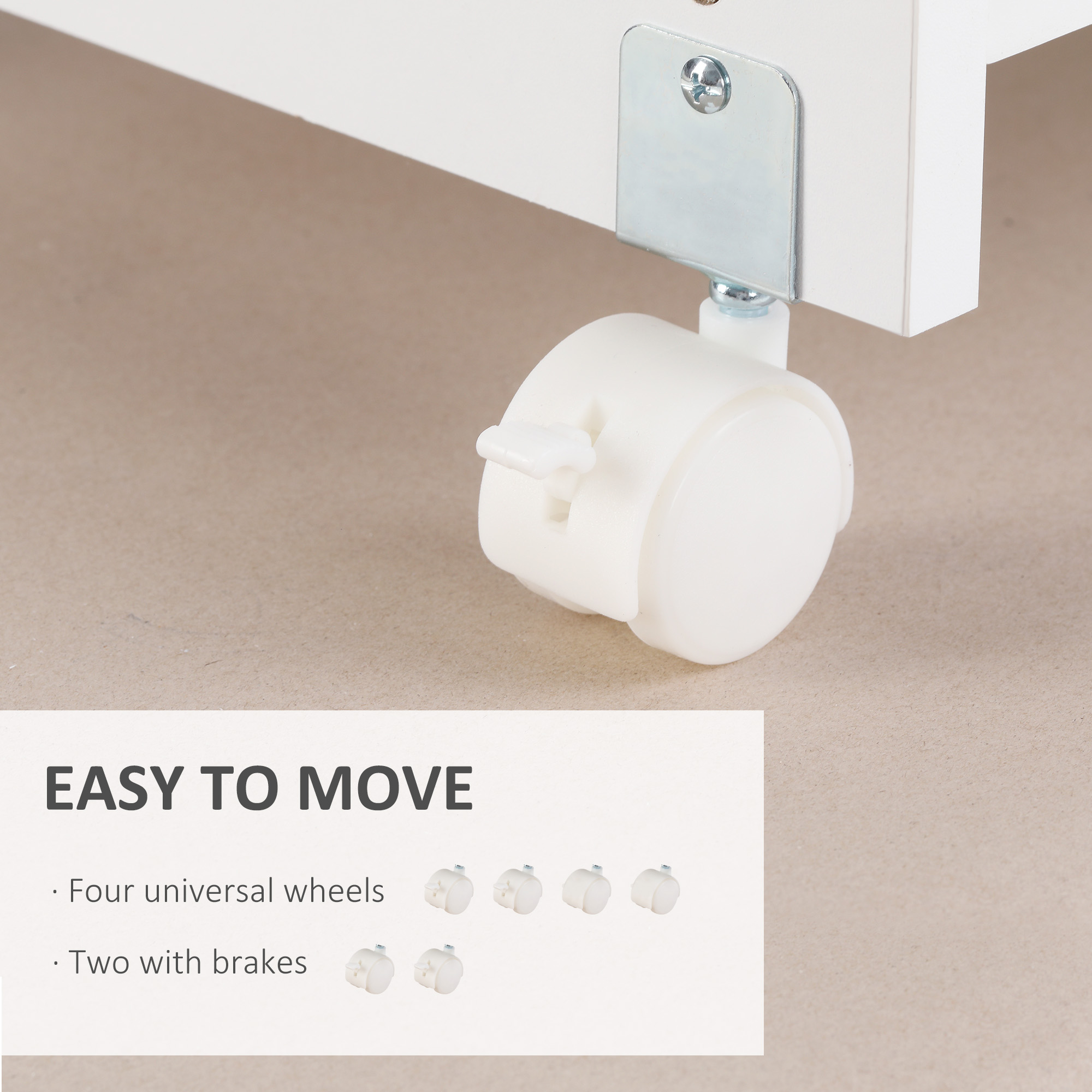 Vinsetto Printer Stand Mobile Printer Cabinet with Storage, Open Shelf, Drawer for Home Office, 60cm x 39cm x 80cm, White 6