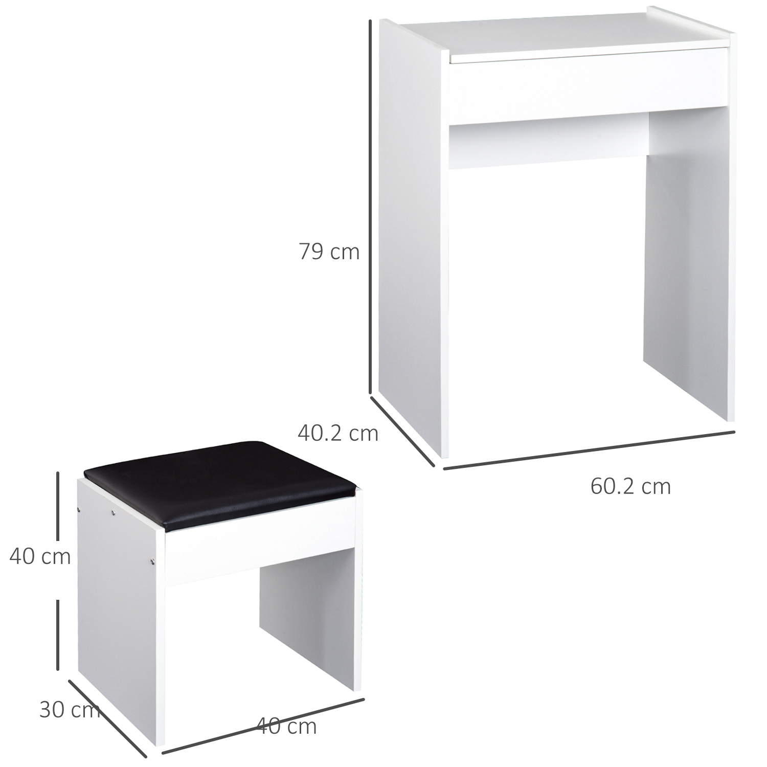 HOMCOM Dressing Table with Mirror and Stool, Vanity Makeup Table with Flip Up Mirror, Vanity Desk with Storage Unit and Padded Seat, White 3