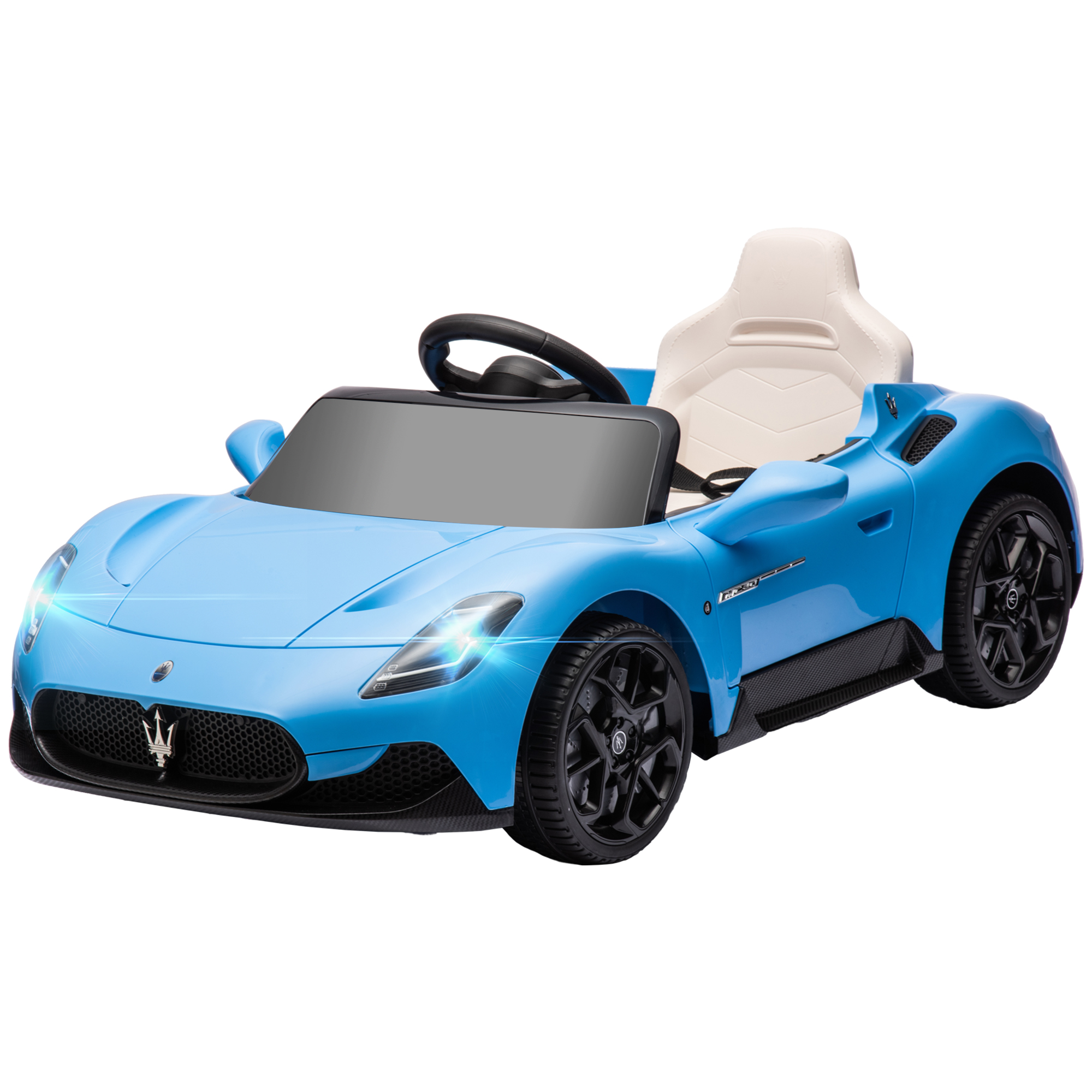 AIYAPLAY Elektroauto für Kinder im Maserati MC20 12V Lizenzdesign, Fernbedienung, LED, Musik und Hupe, 3 bis 6 Jahre, rot