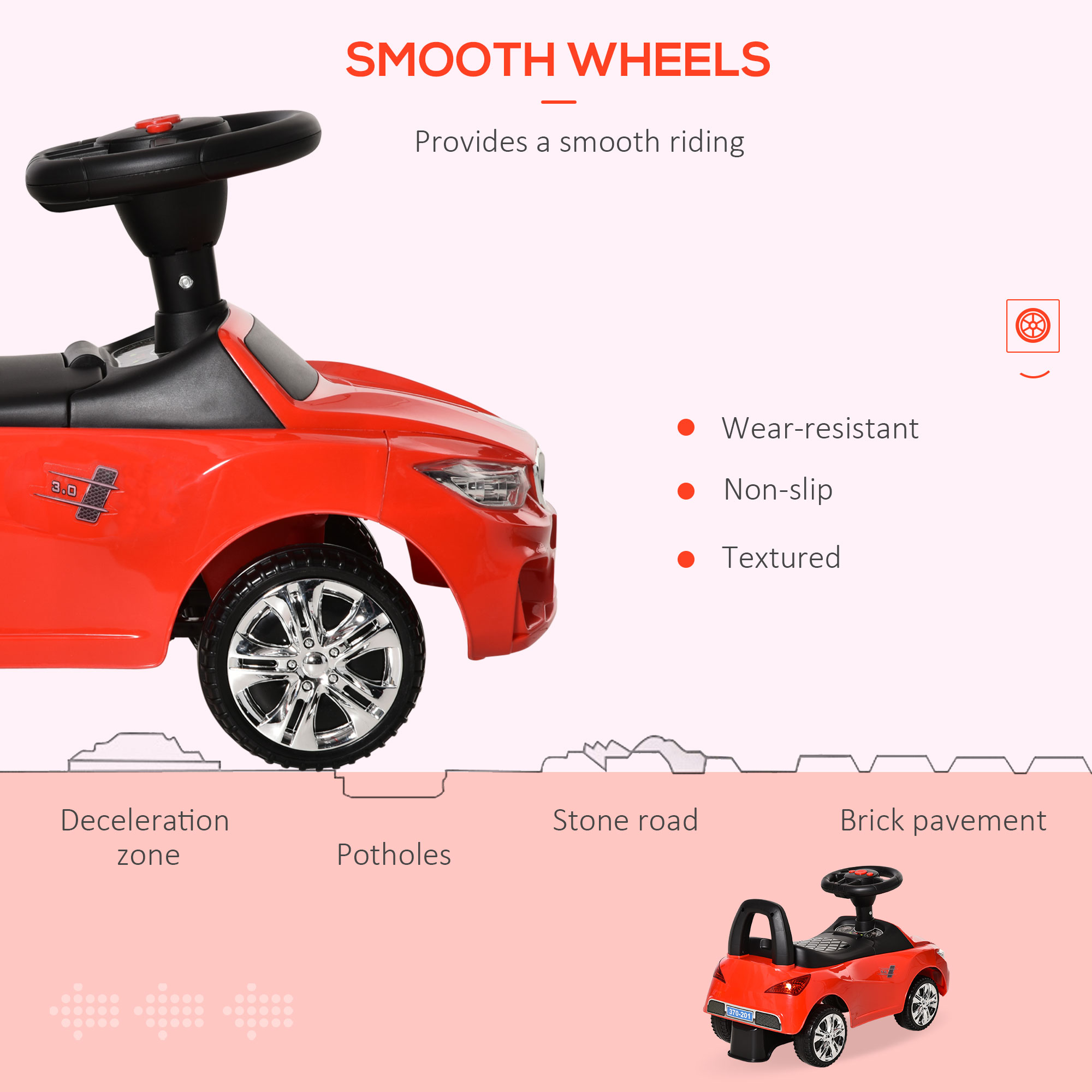 HOMCOM Ride on Car Baby Toddler Walker Foot to Floor Sliding Car Slider Red 5