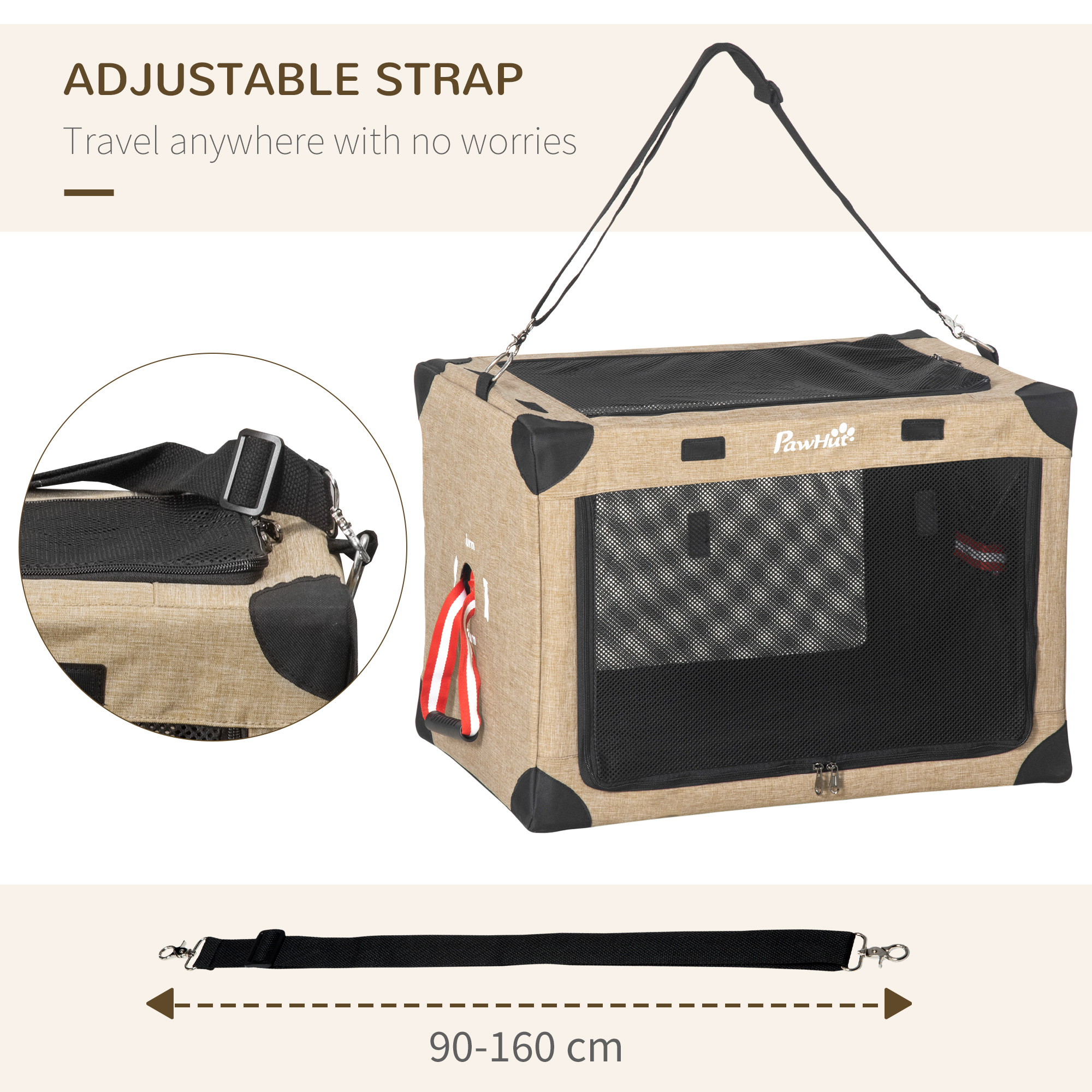 PawHut Foldable Pet Carrier, with Cushion, for Small Dogs and Cats 6