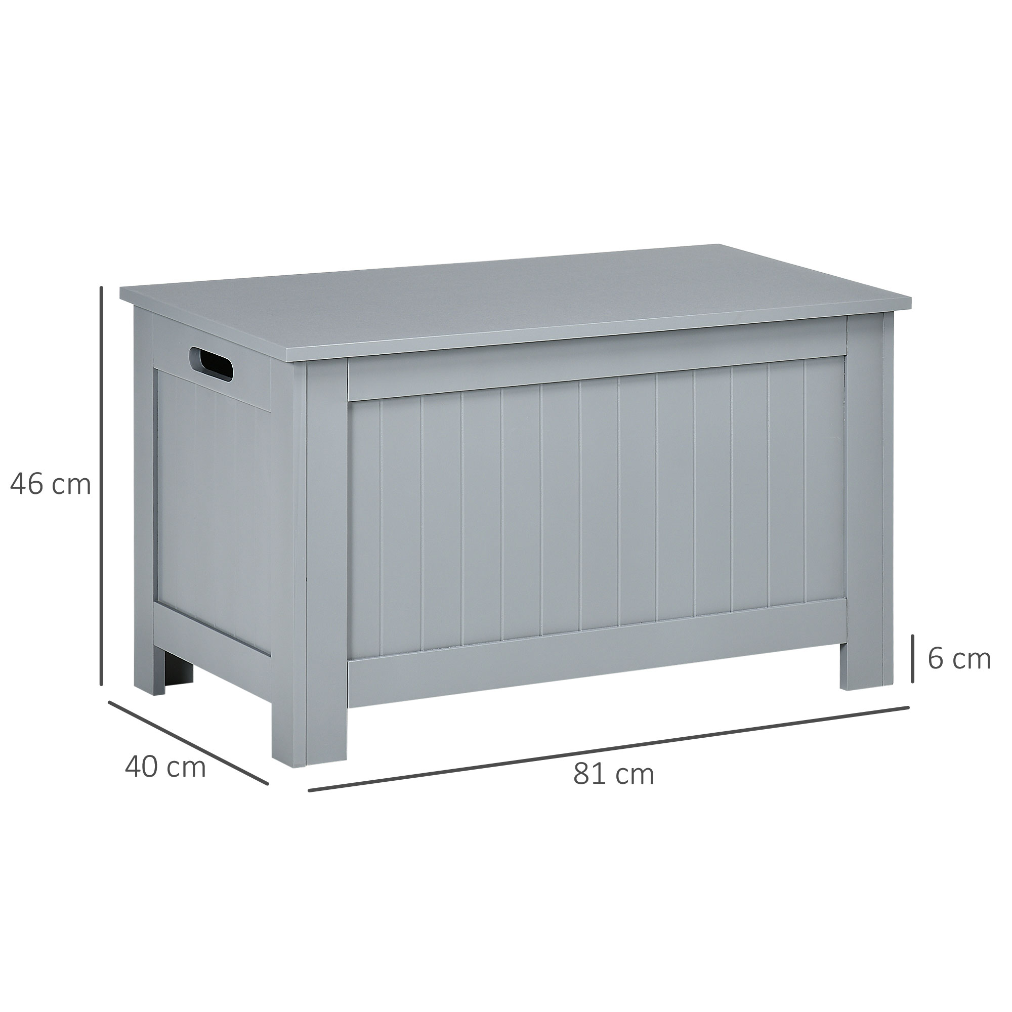 HOMCOM Large Storage Box Toy Chest Cabinet Container Unit Organizer with Lid & Safety Hinges, Grey 3