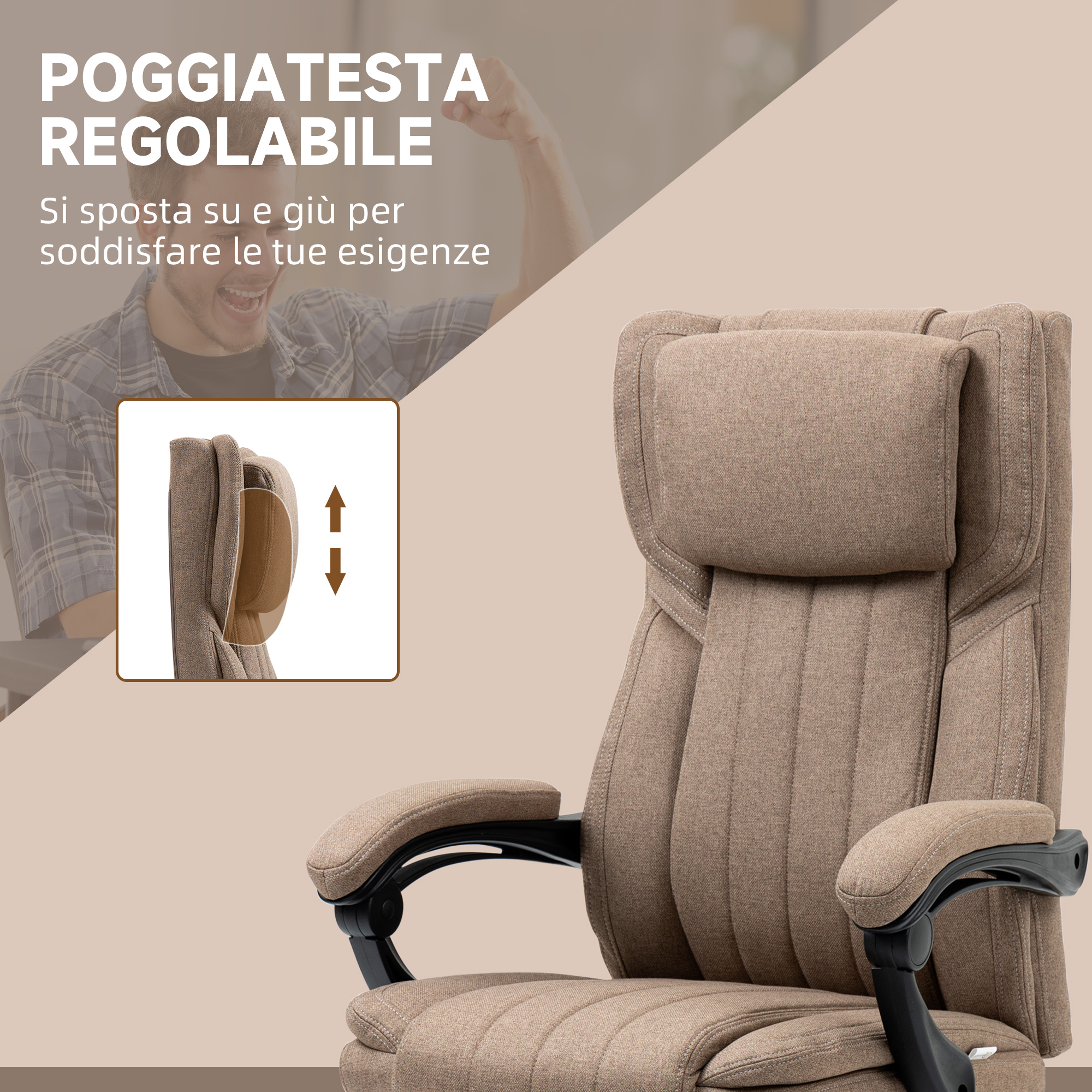 Vinsetto Sedia da ufficio massaggiante e riscaldata, sedia