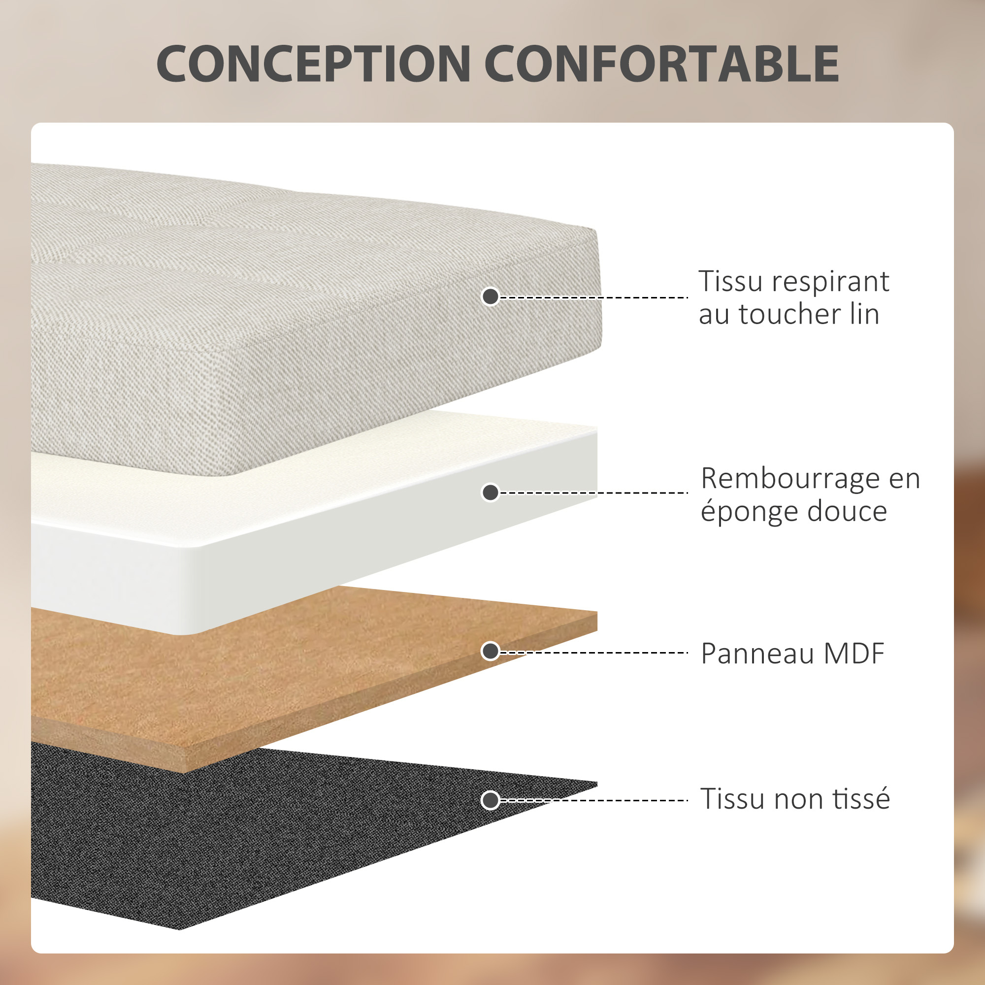 HOMCOM Banc De Rangement Pliable 84L Crème - Pouf Capitonnné Bout De Lit Ou Couloir - Charge 120 Kg - Repose-Pieds Multifonction