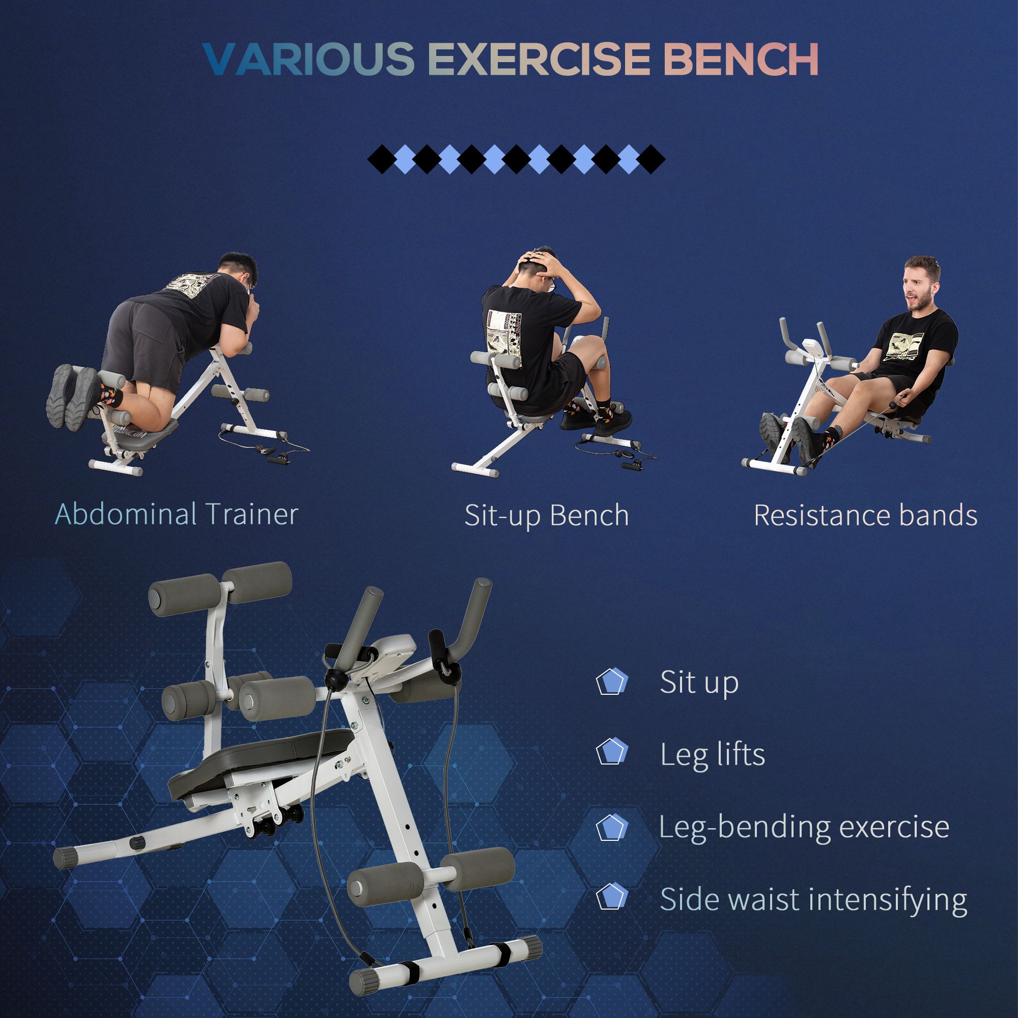 HOMCOM 2-IN-1 Core Abdominal Ab Trainer Sit Up Bench with LCD Screen, Adjustable Fitness Crunch Machine for Home GYM 6