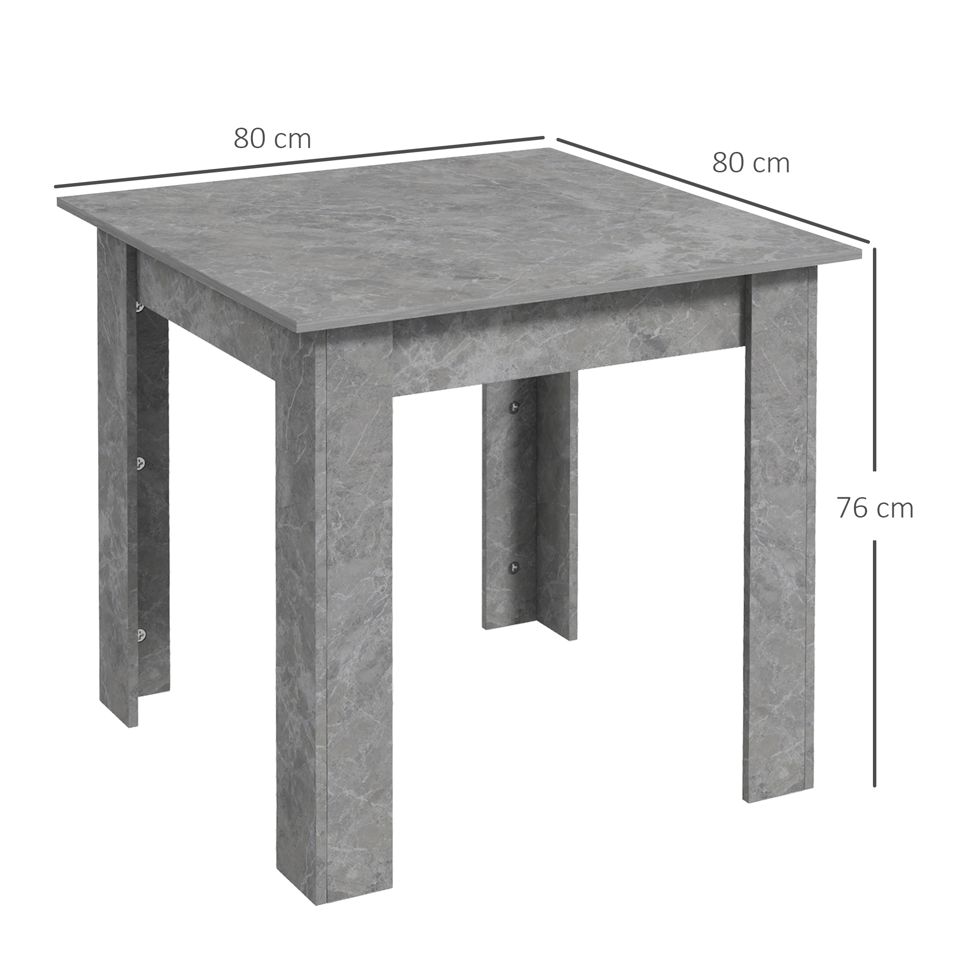 HOMCOM Square Dining Table, Modern Small Dining Table with Faux Cement Effect, Space Saving, Non-slip Foot Pads, Cement Grey 3