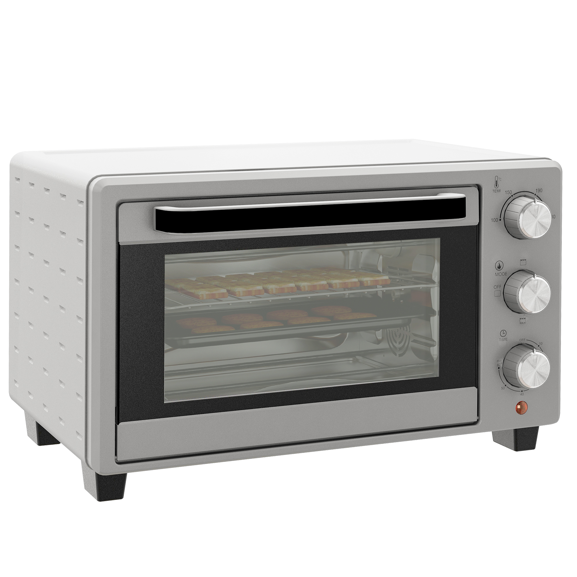 HOMCOM Horno Sobremesa de 21L 1400W Mini Horno Eléctrico Temporizador hasta 60min y Temperatura Regulable hasta 230℃ Plateado