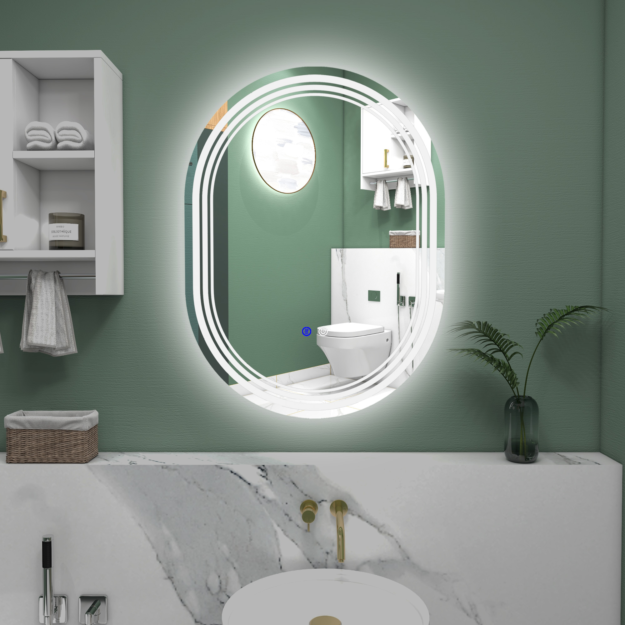 kleankin 700 x 500mm Bathroom Mirror with LED Lights Makeup Mirror with Anti-fog Touch, Switch, Vertical or Horizontal 2