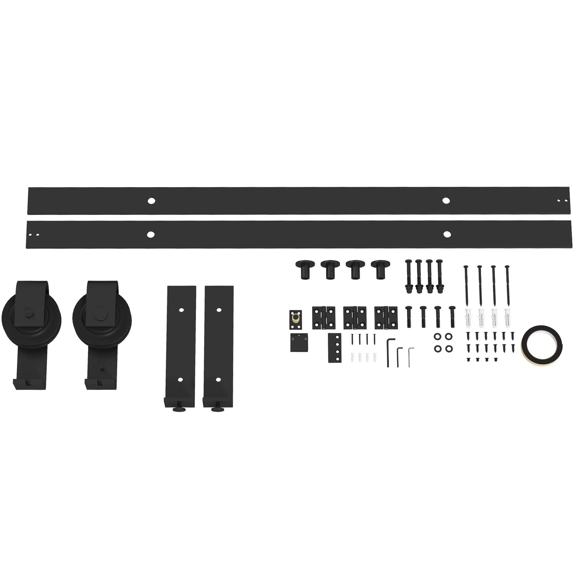 HOMCOM 152,5 CM Quincaillerie de porte coulissante pliante kit de rails de porte de grange coulissante en acier pour 2 portes